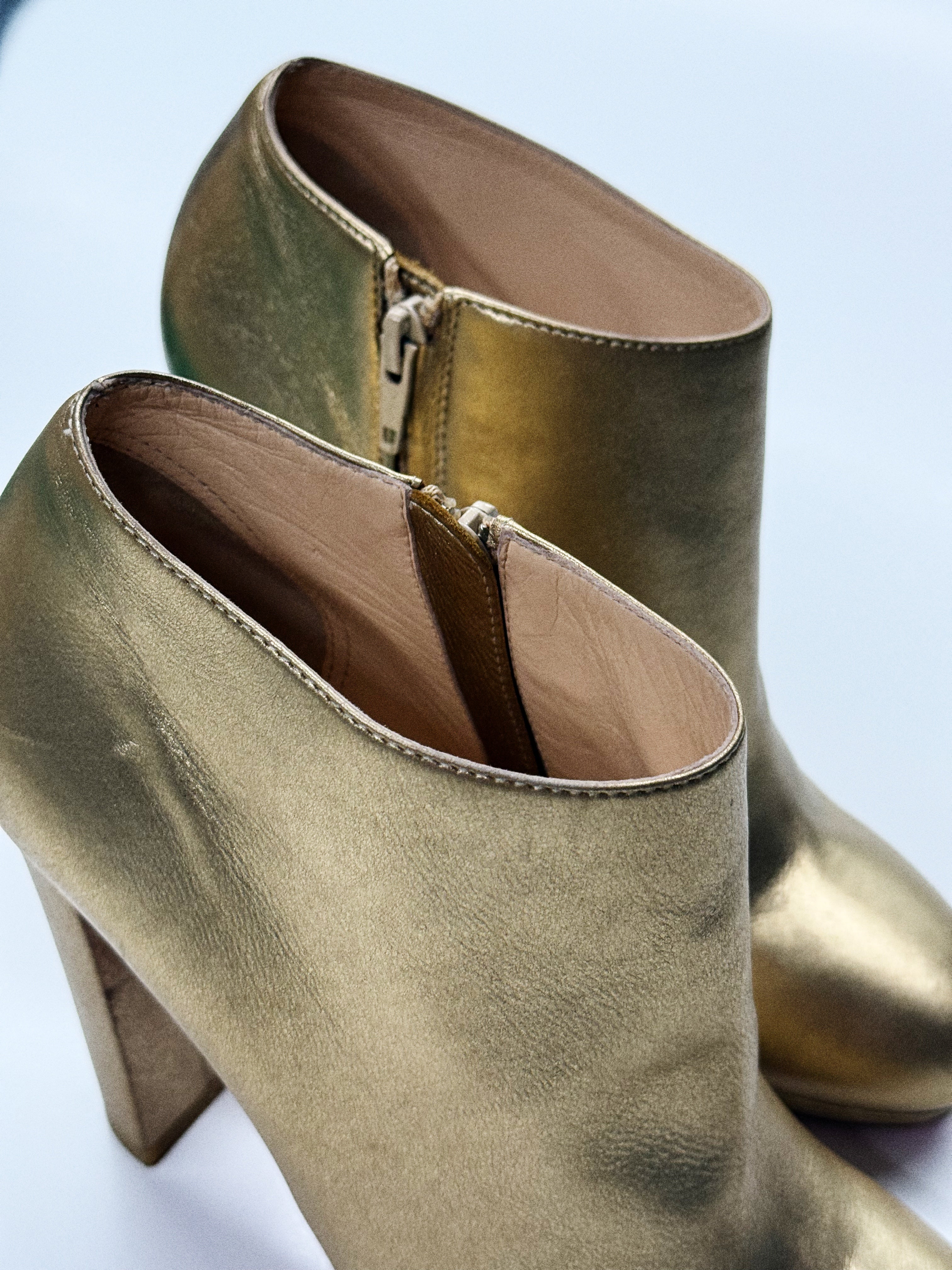 Christian Louboutin Gold Leather Ankle Boots