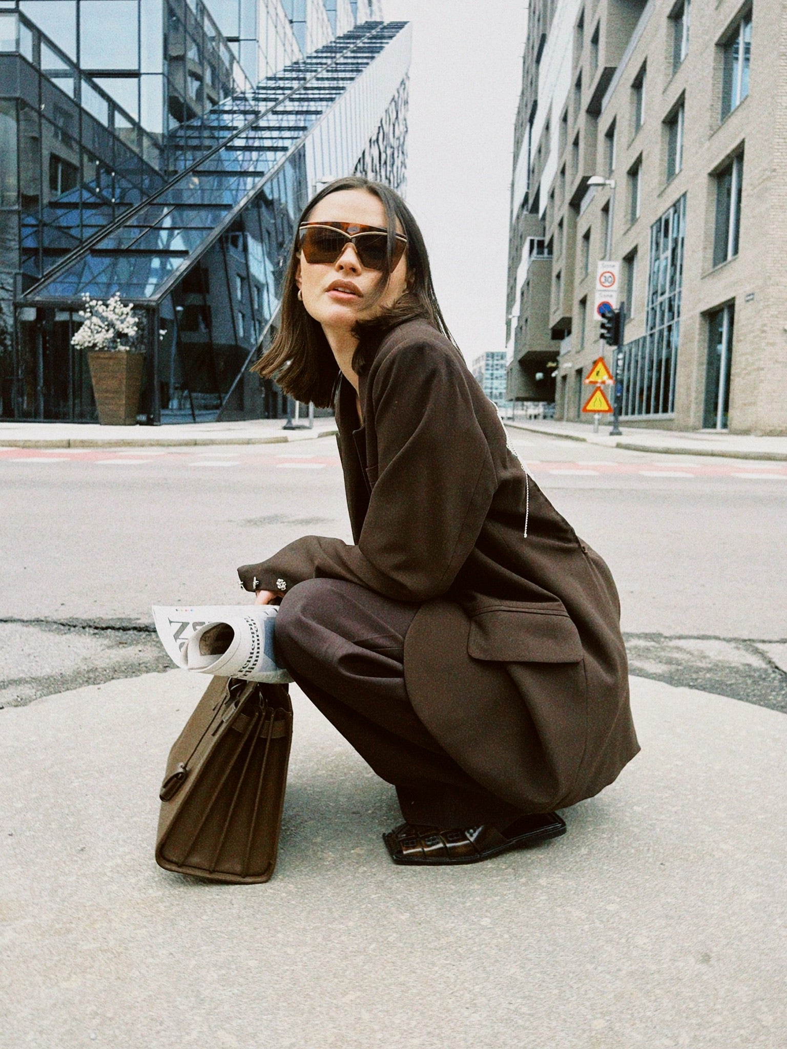 Blazer in Chocolate Brown with Crystal Fringe