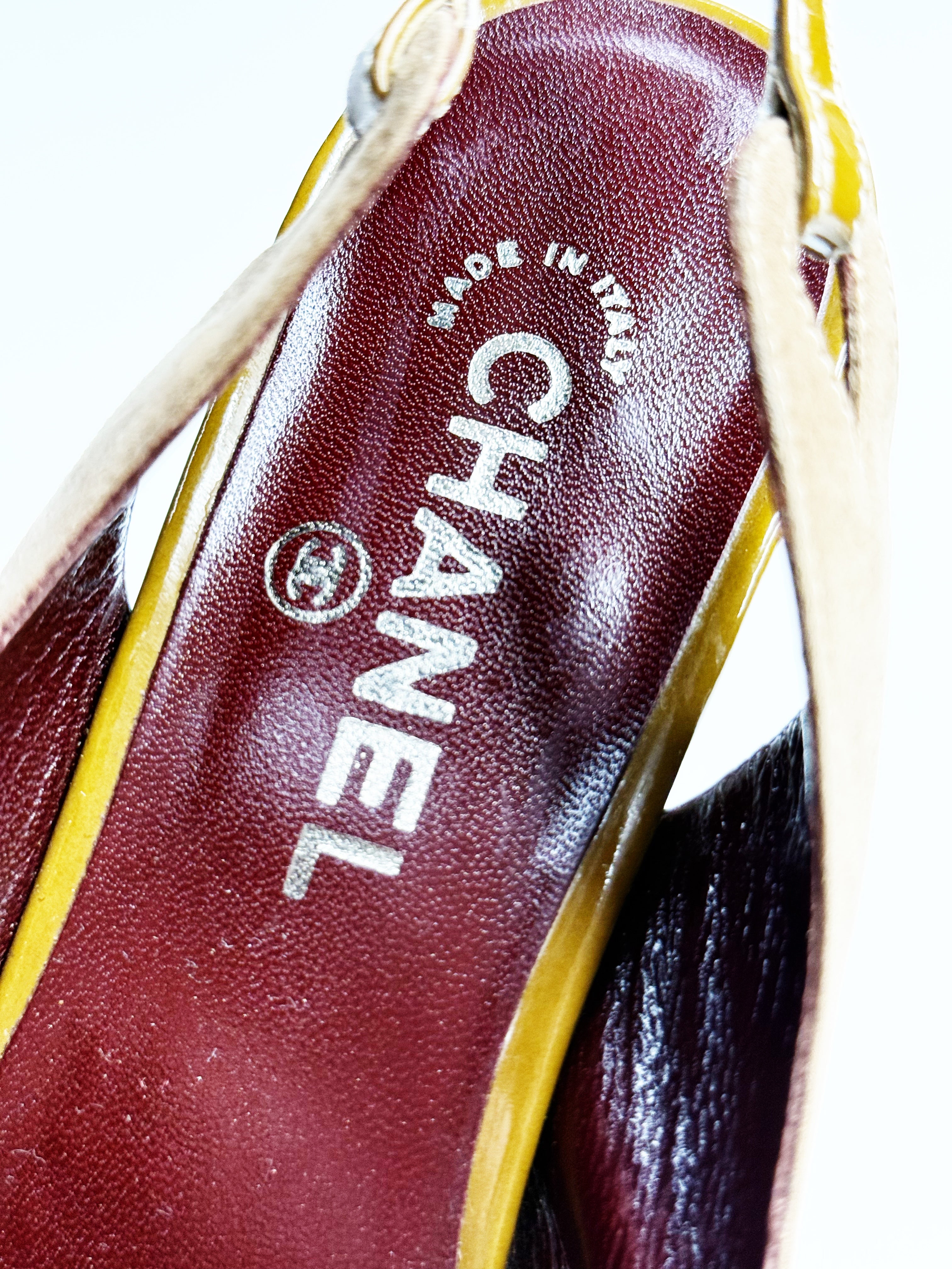 CHANEL Slingback Heels with Patent Trim