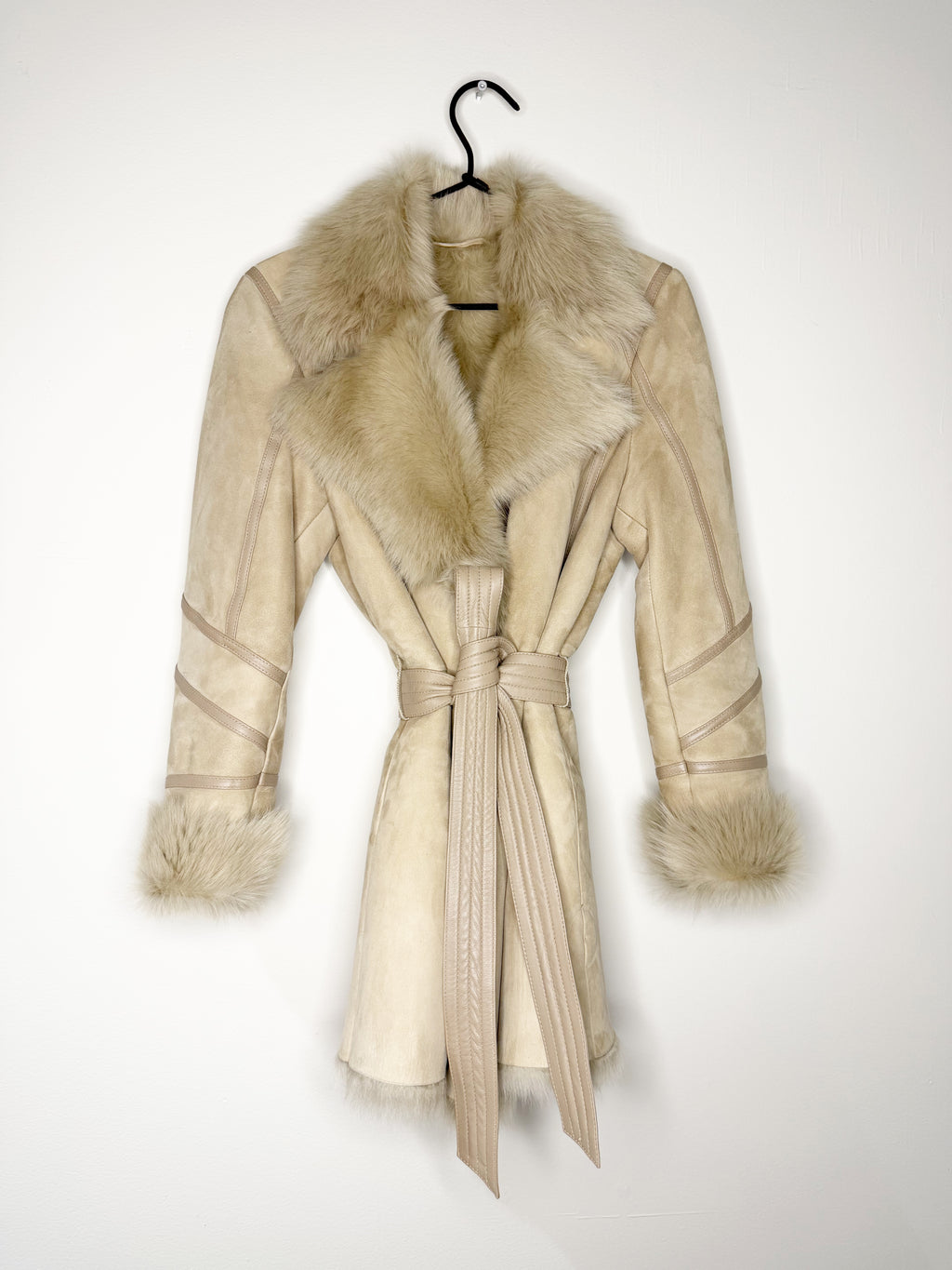 2NDDAY Shearling Coat with Natural Fur Trim