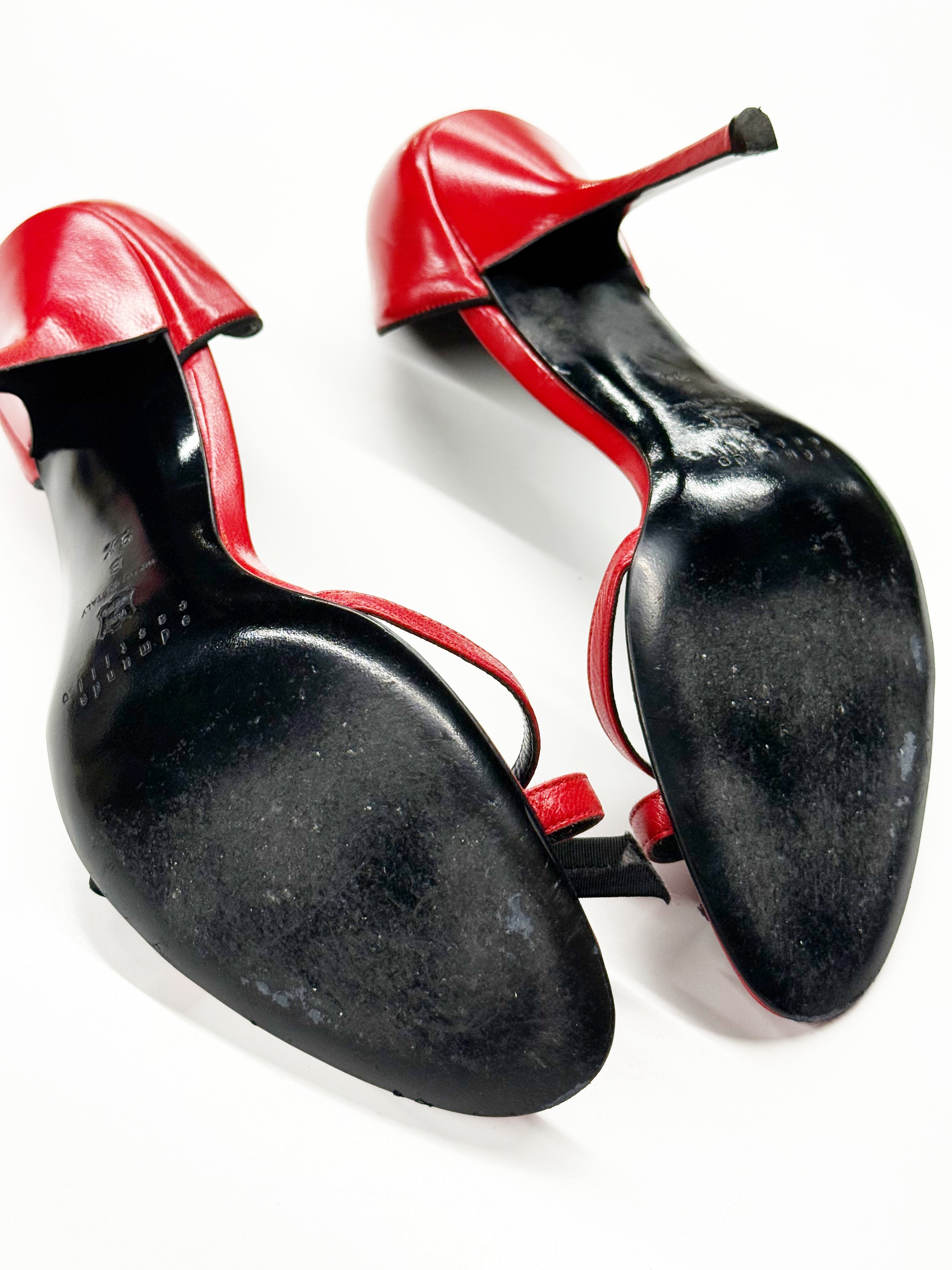 Edmundo Castillo Red Leather Heeled Sandals