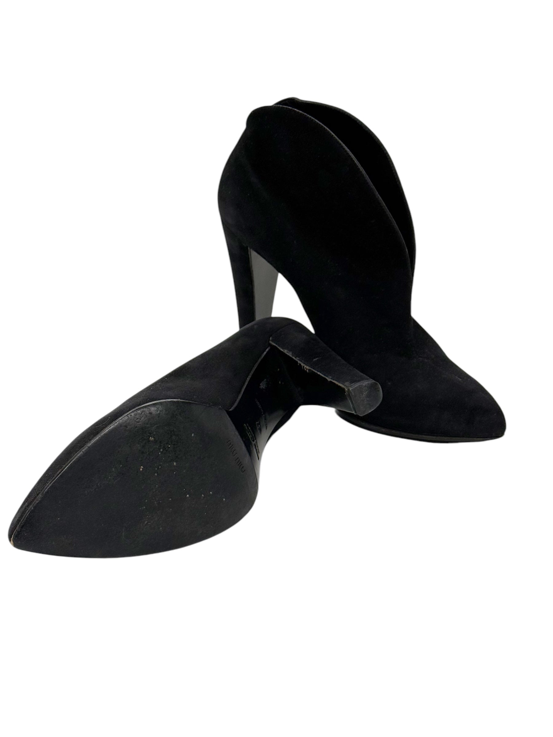 Miu Miu Sculpted Suede Ankle Boots