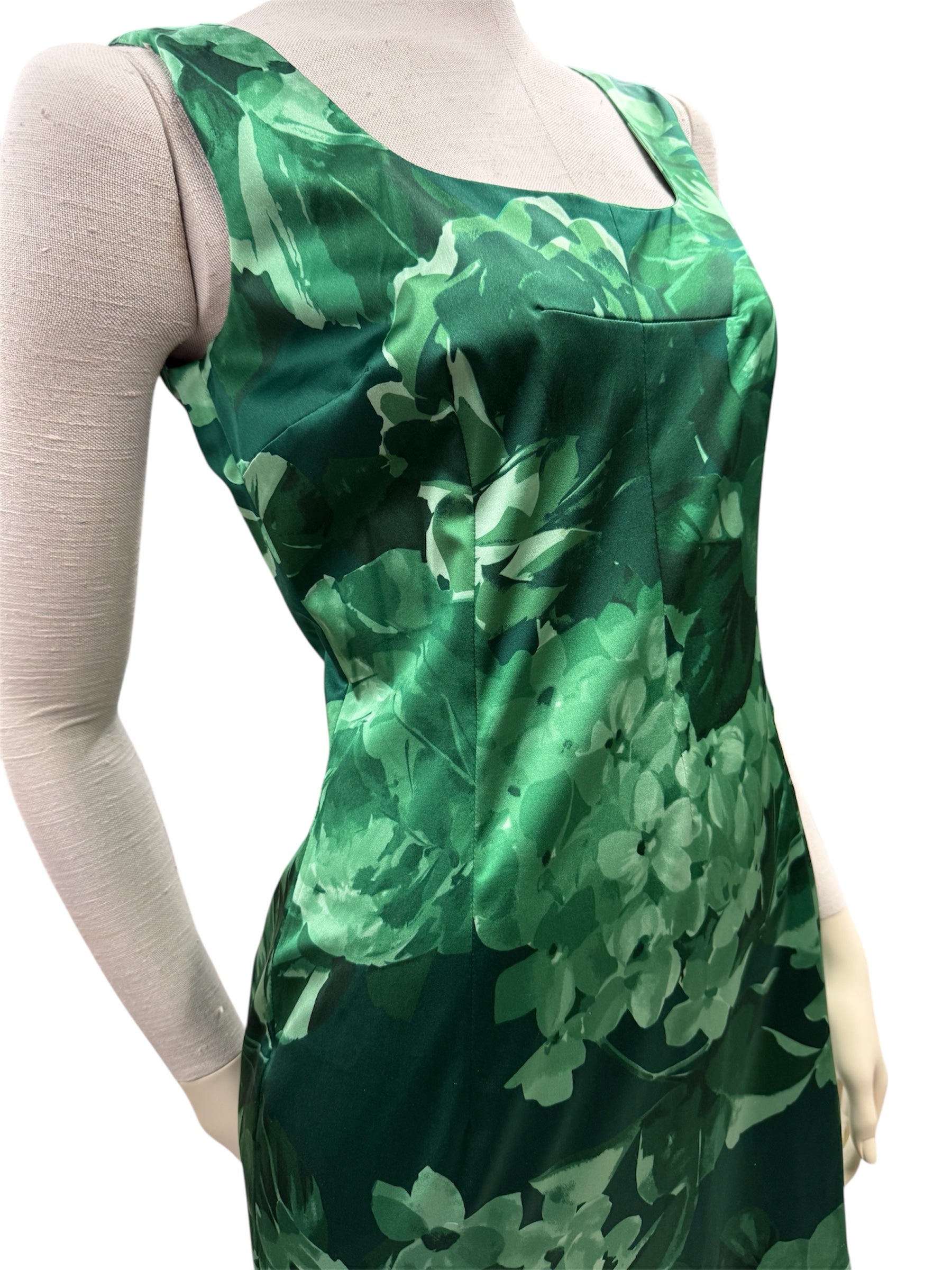 DOLCE & GABBANA green floral silk dress