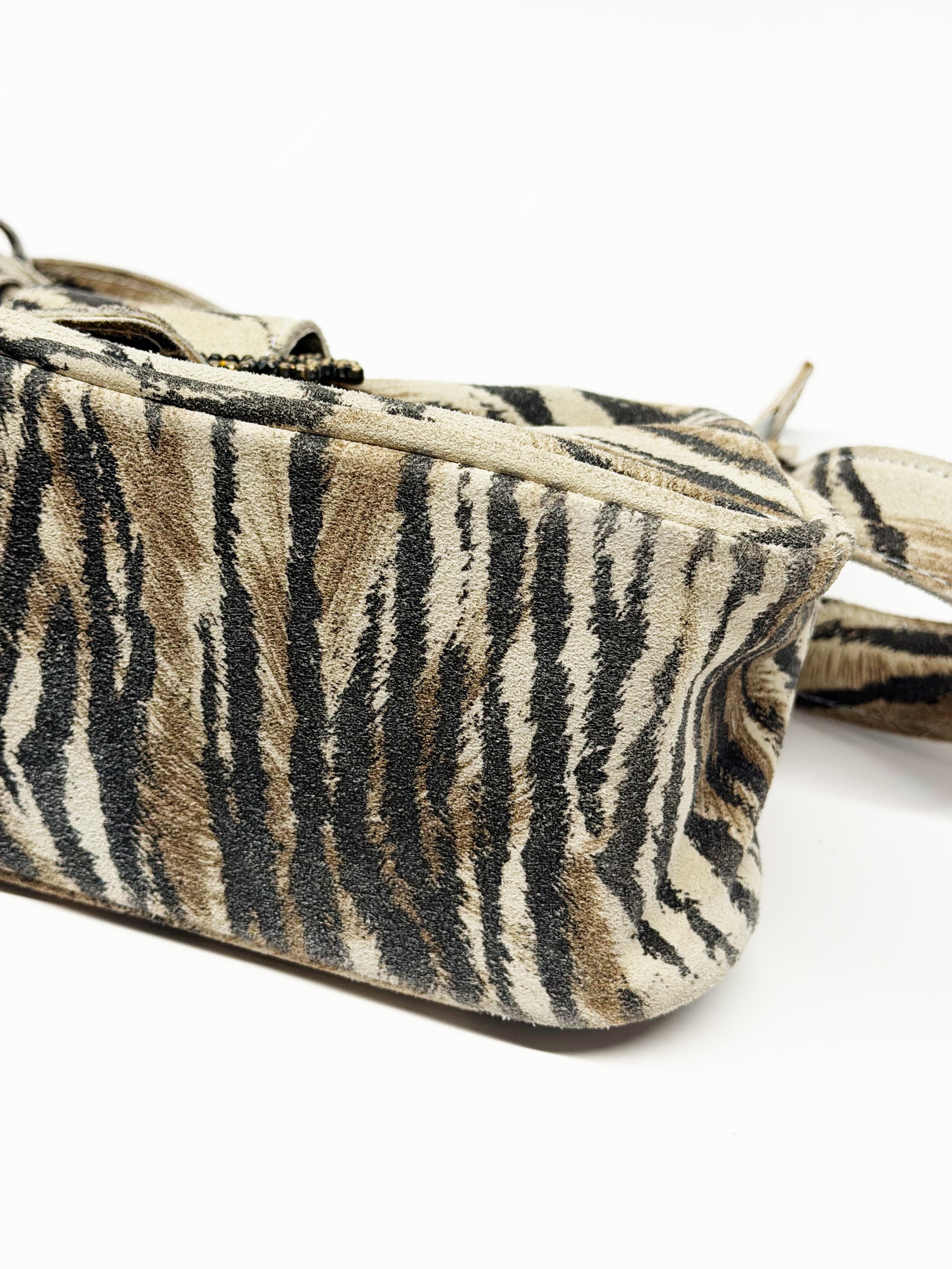 Roberto Cavalli Tiger Print Pony Hair Shoulder Bag