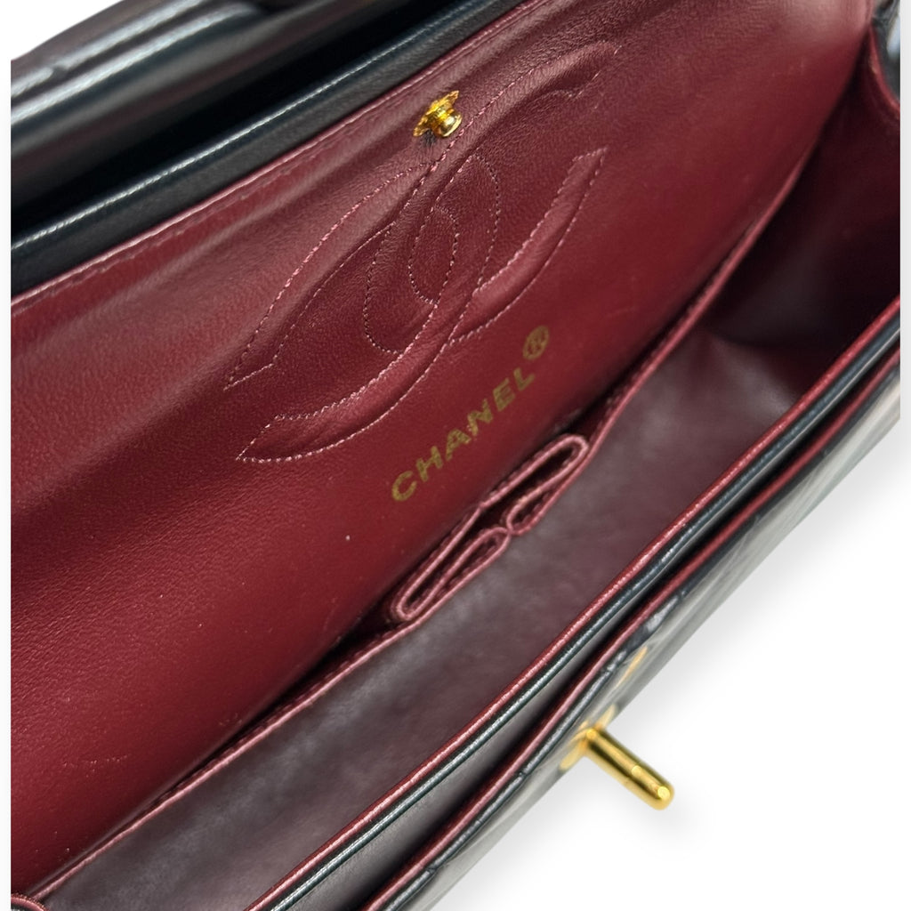 Chanel Vintage Double Flap Medium Chevron Bag — Black Lambskin, 24K