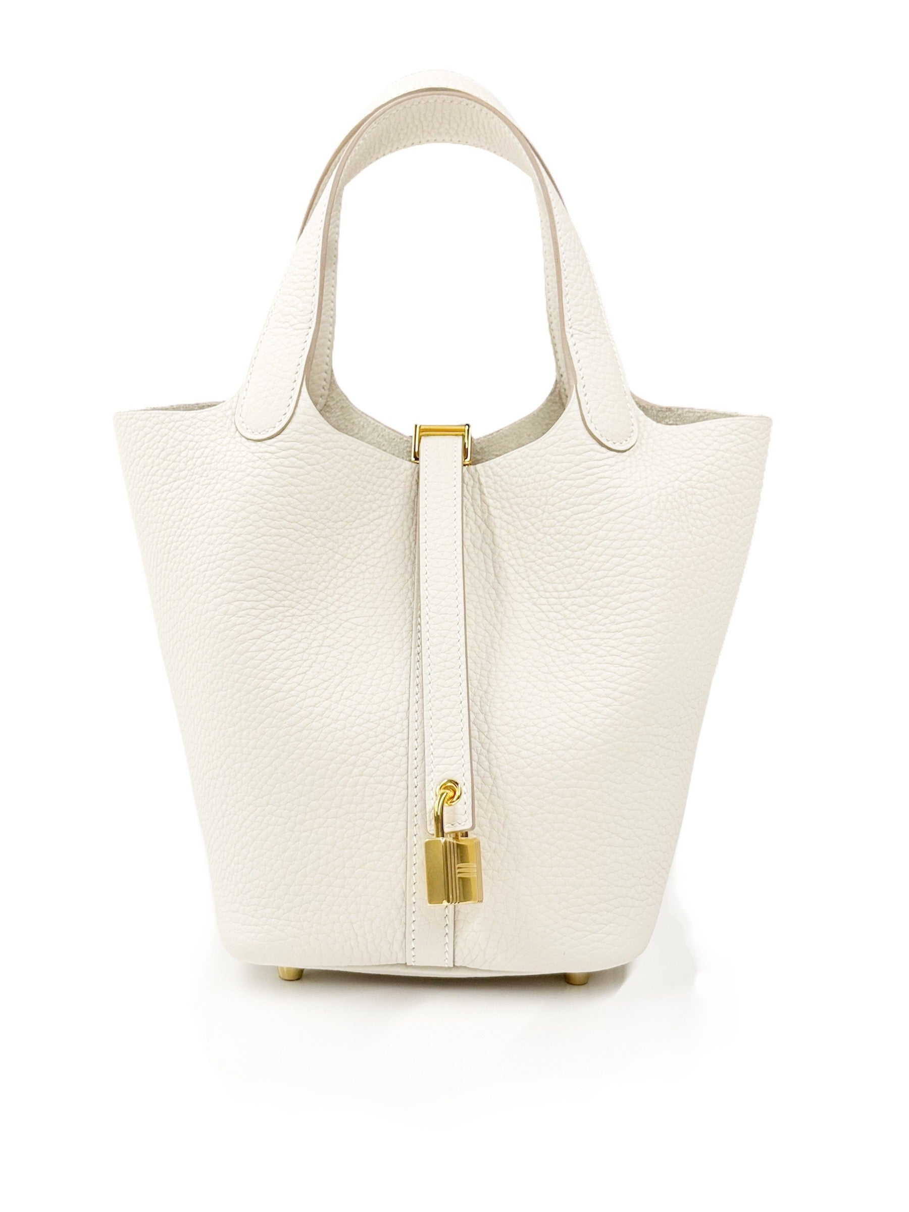 Hermès Picotin Lock PM Bag in White Clemence Leather (Full Set, New Condition)