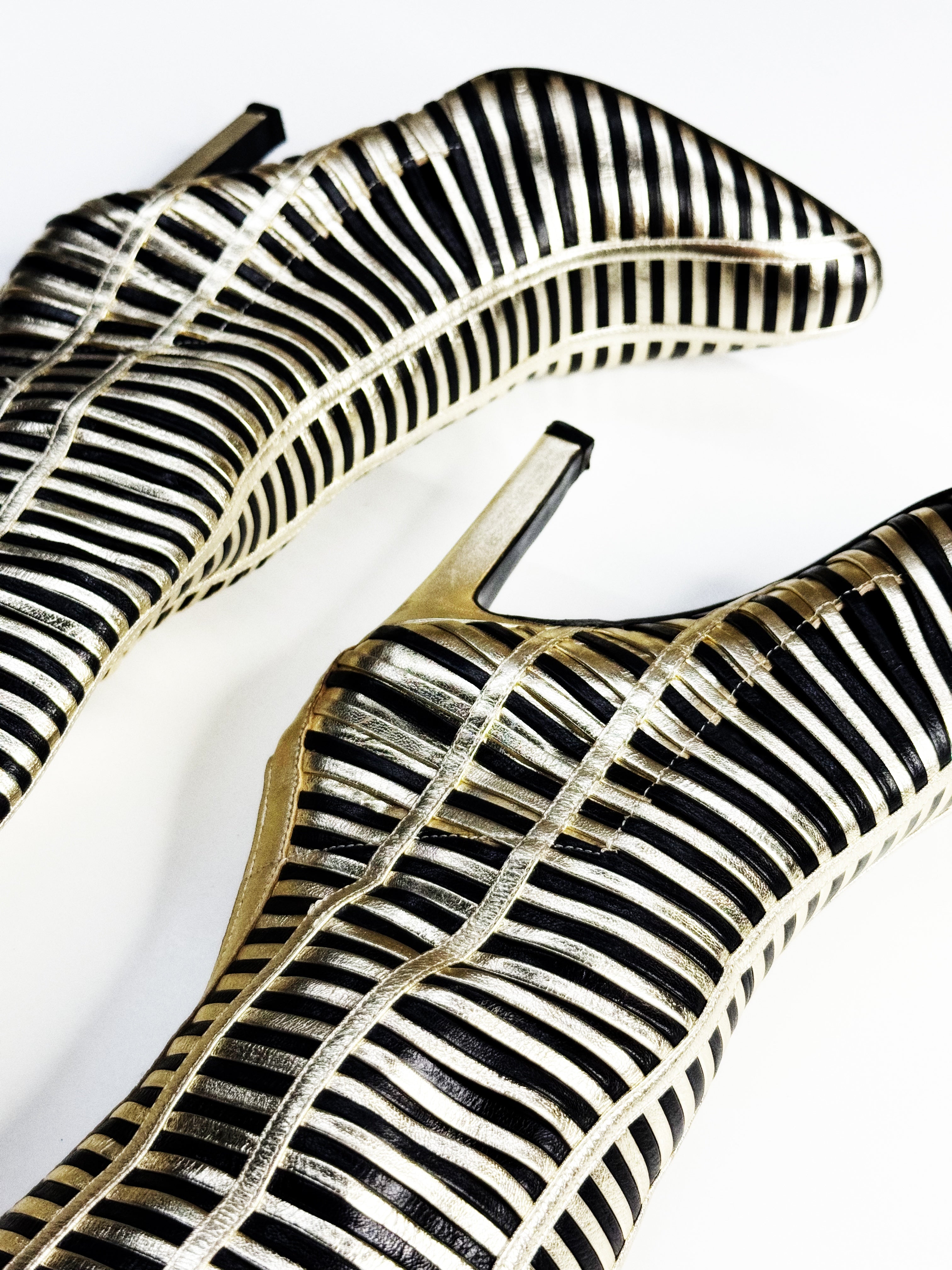 Valentino Garavani Metallic Striped Knee-High Boots