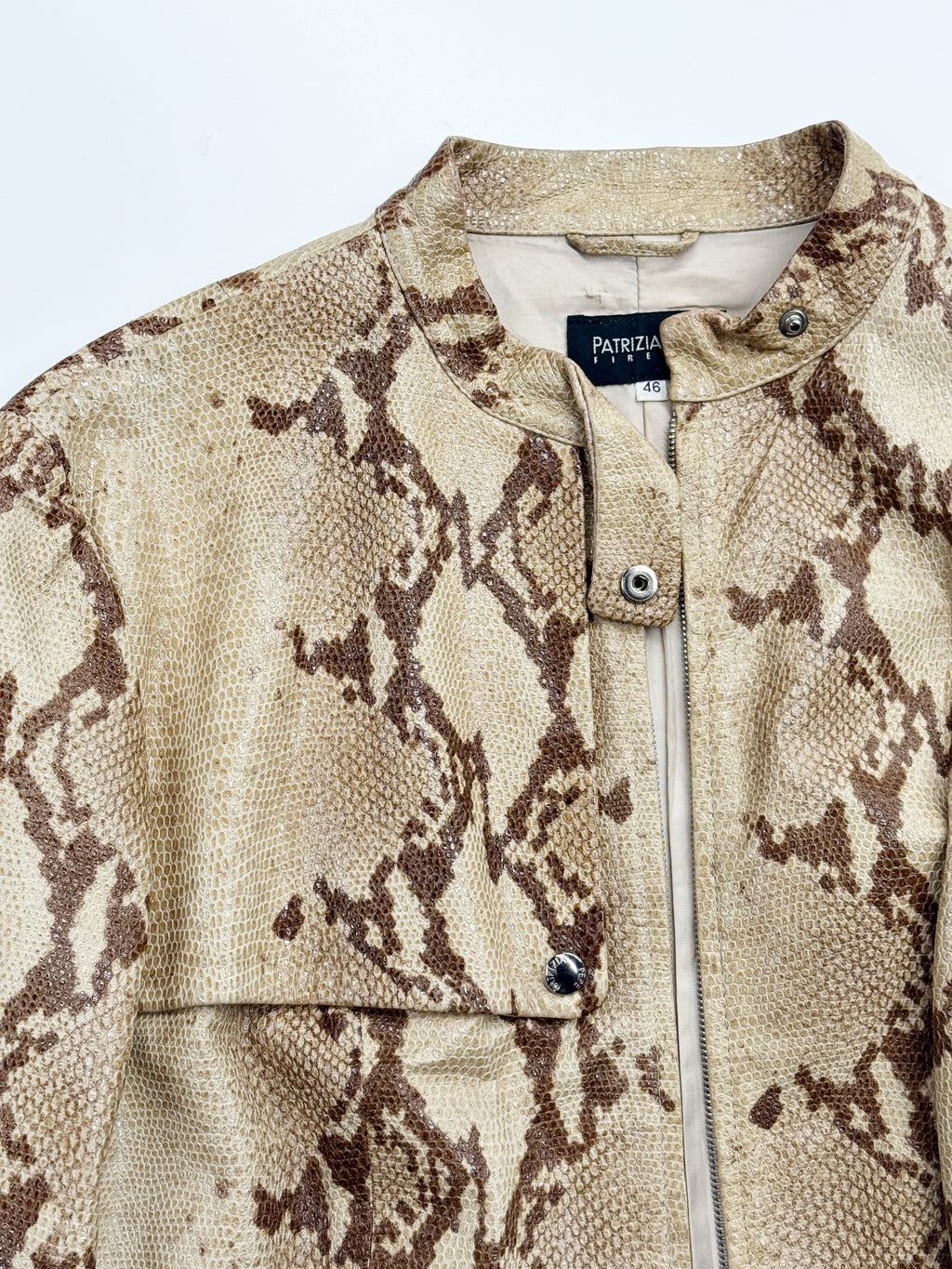 Vintage Patrizia Pepe Snake-Effect Leather Jacket