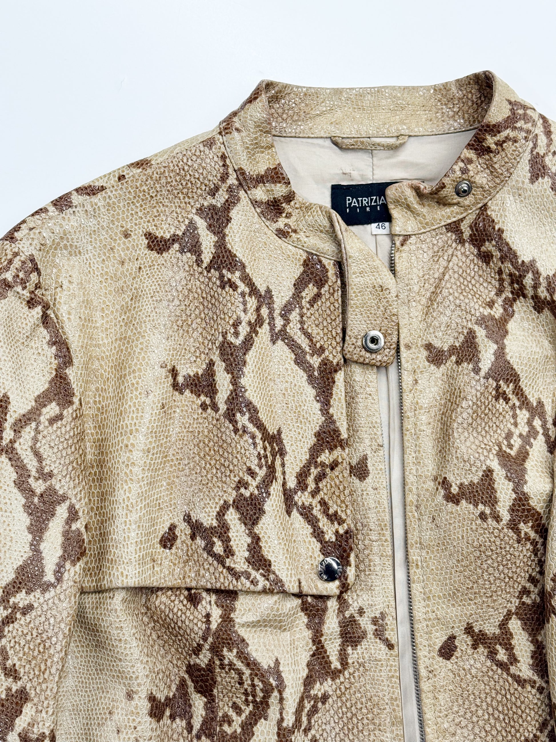 Vintage Patrizia Pepe Snake-Effect Leather Jacket
