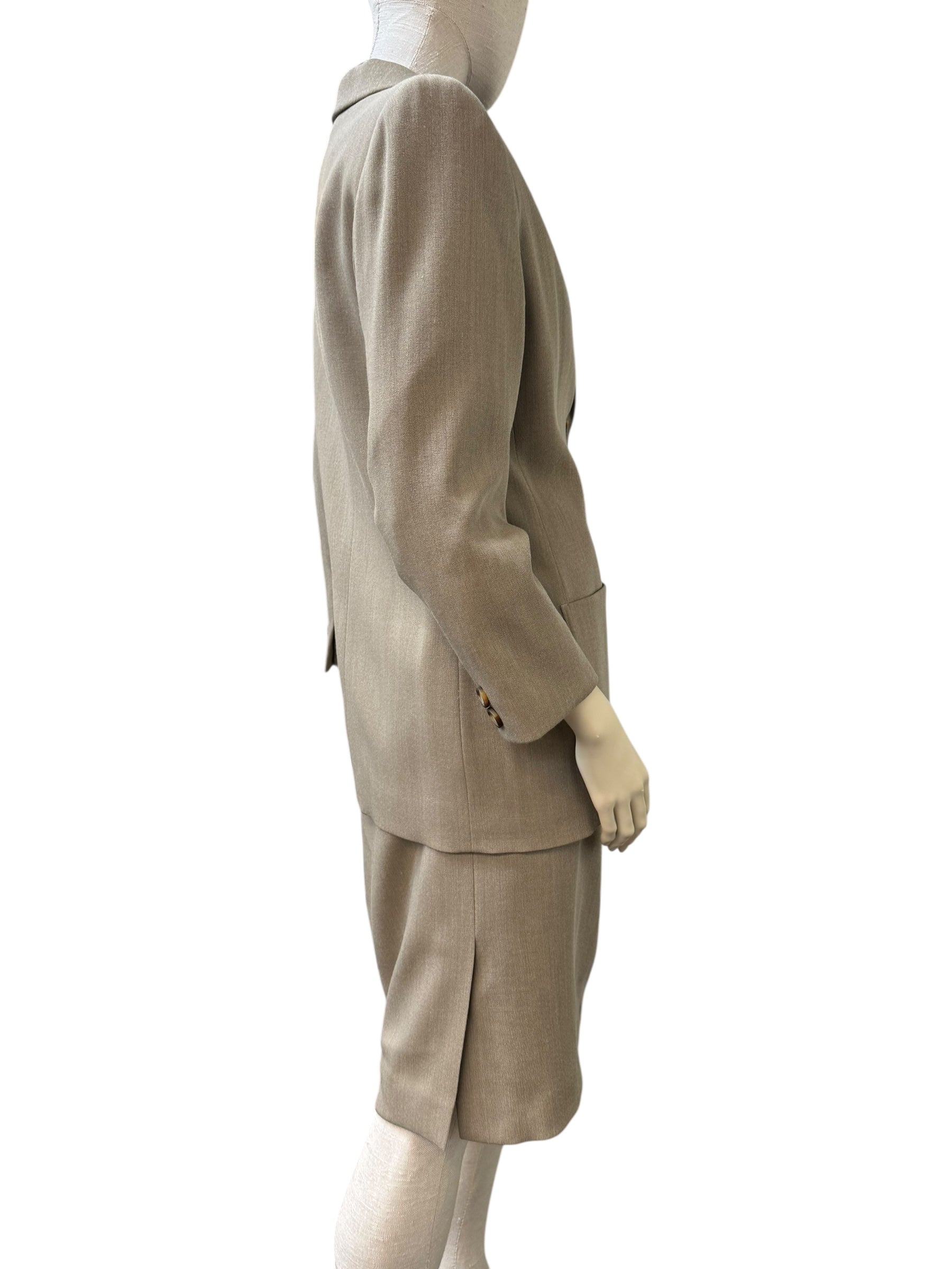 YVES SAINT LAURENT VARIATION BEIGE WOOL SUIT - EU 40