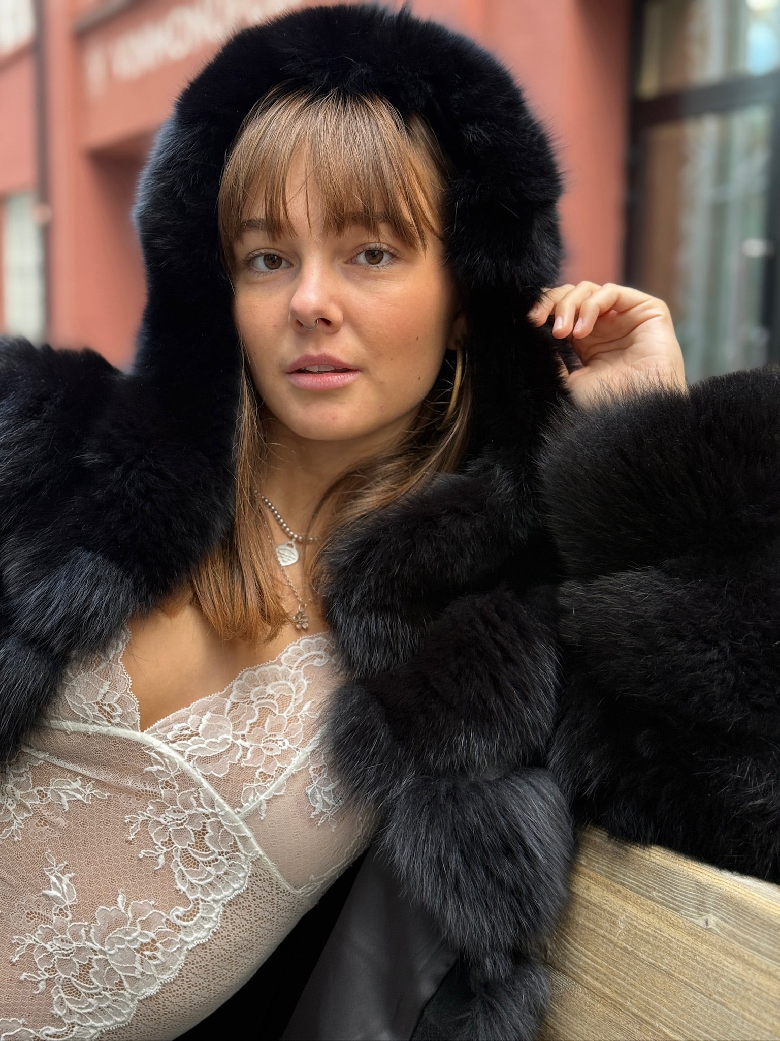 Meotine Black Fox Fur Coat - XS/S