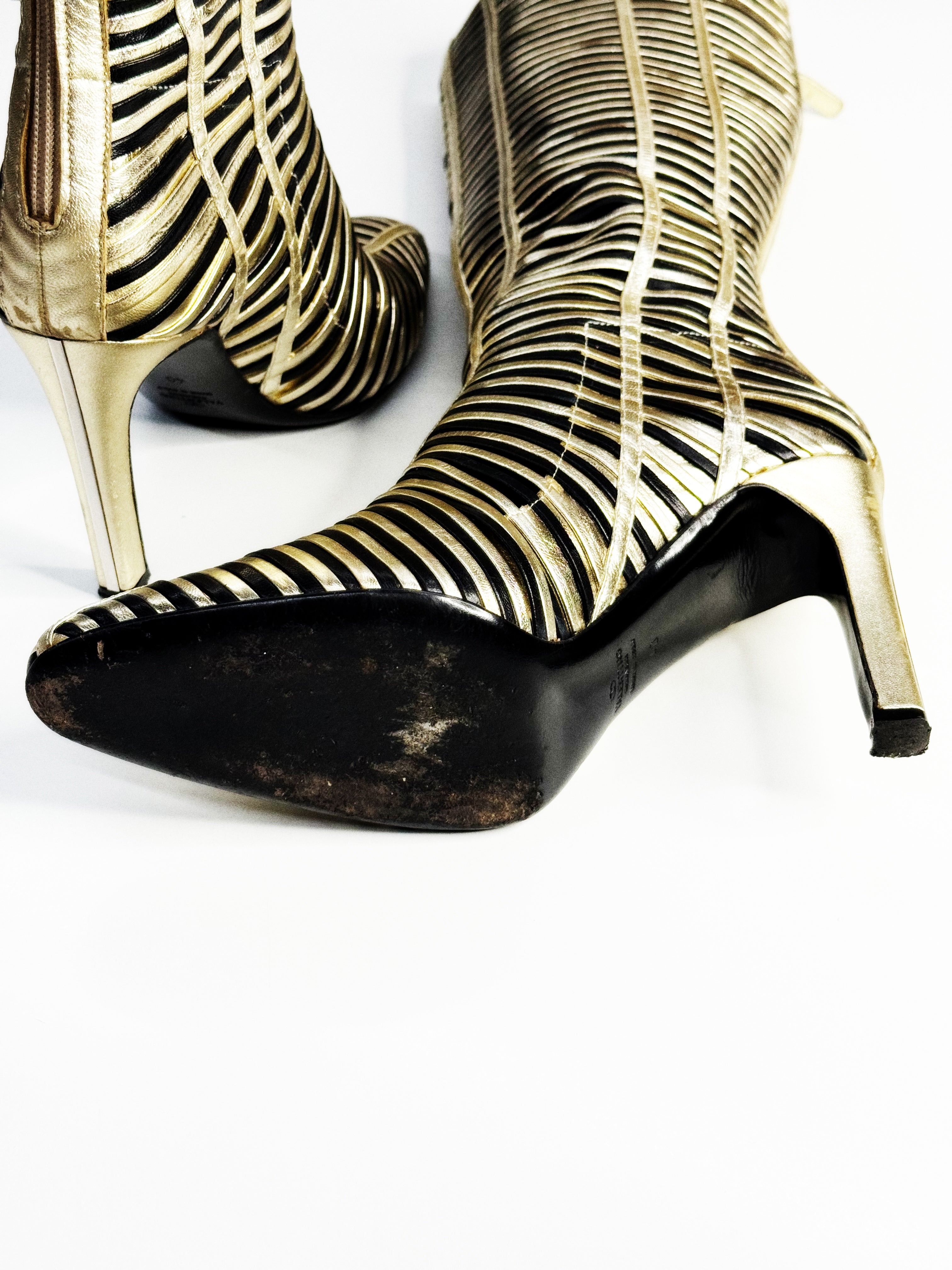 Valentino Garavani Metallic Striped Knee-High Boots