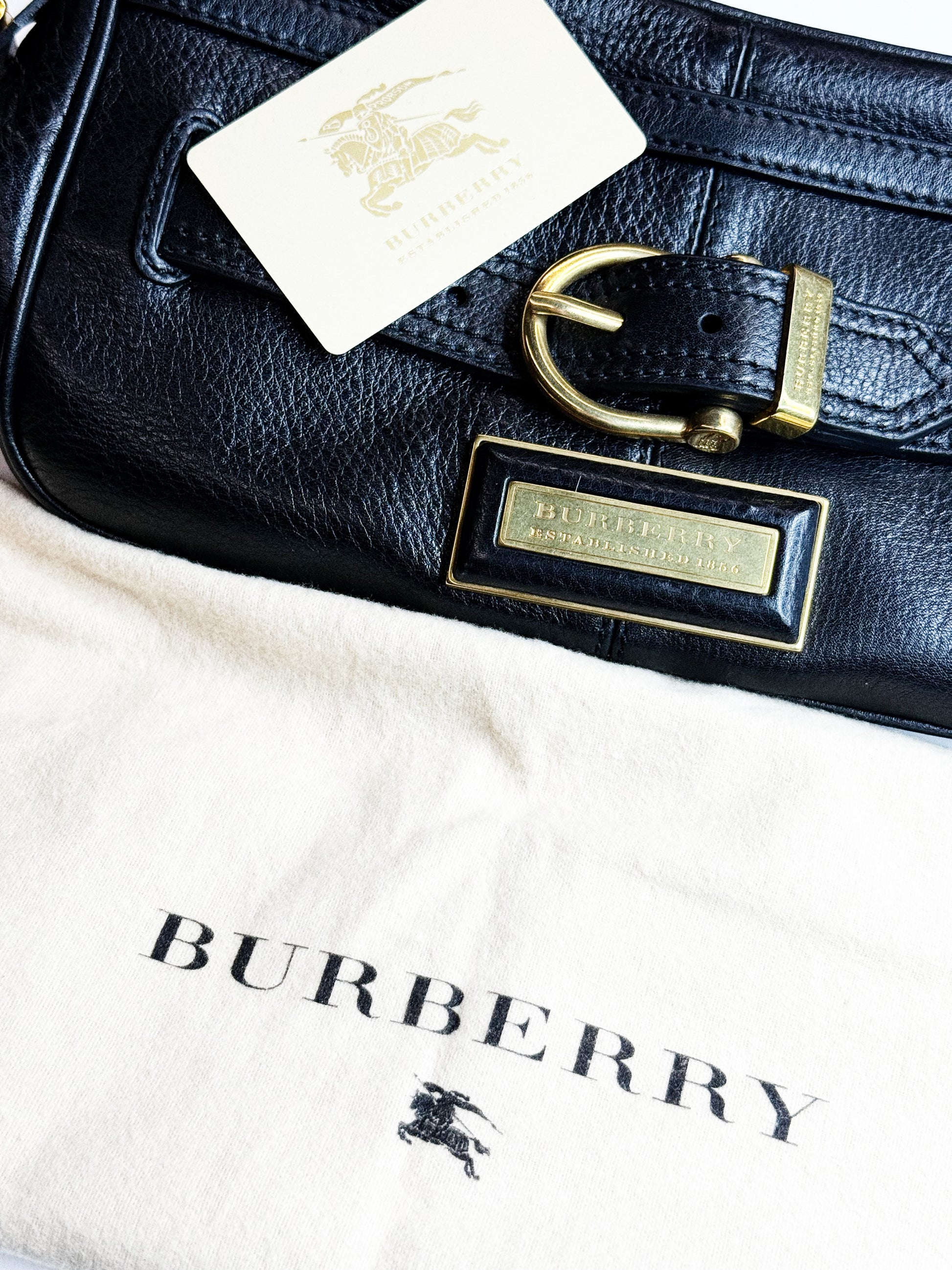 BURBERRY BLACK LEATHER BELT BAG