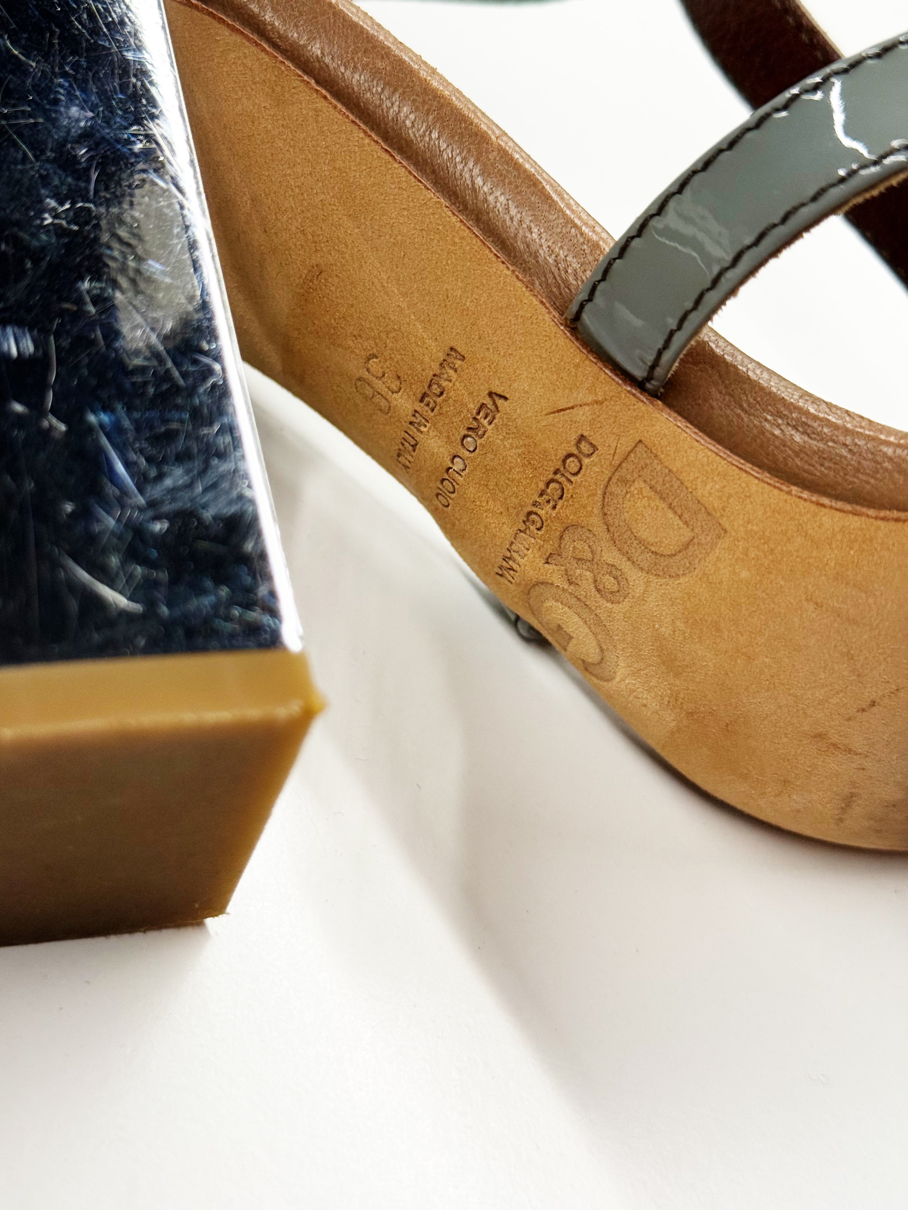 D&G Patent Leather and Calfskin Heeled Sandals