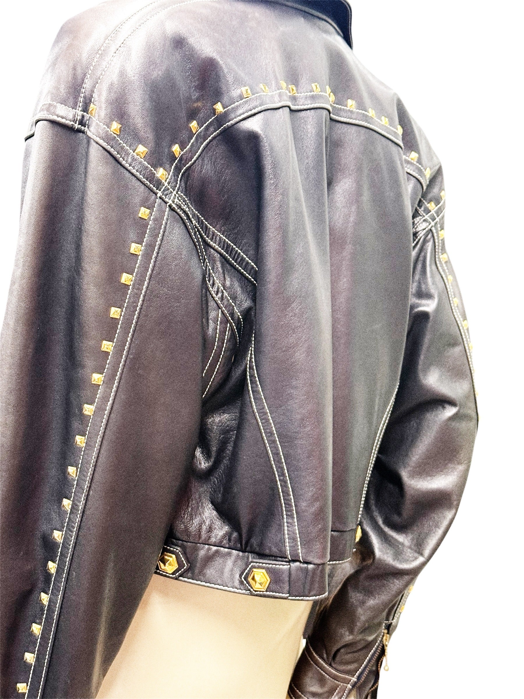 Escada by Margaretha Ley Vintage Studded Leather Jacket