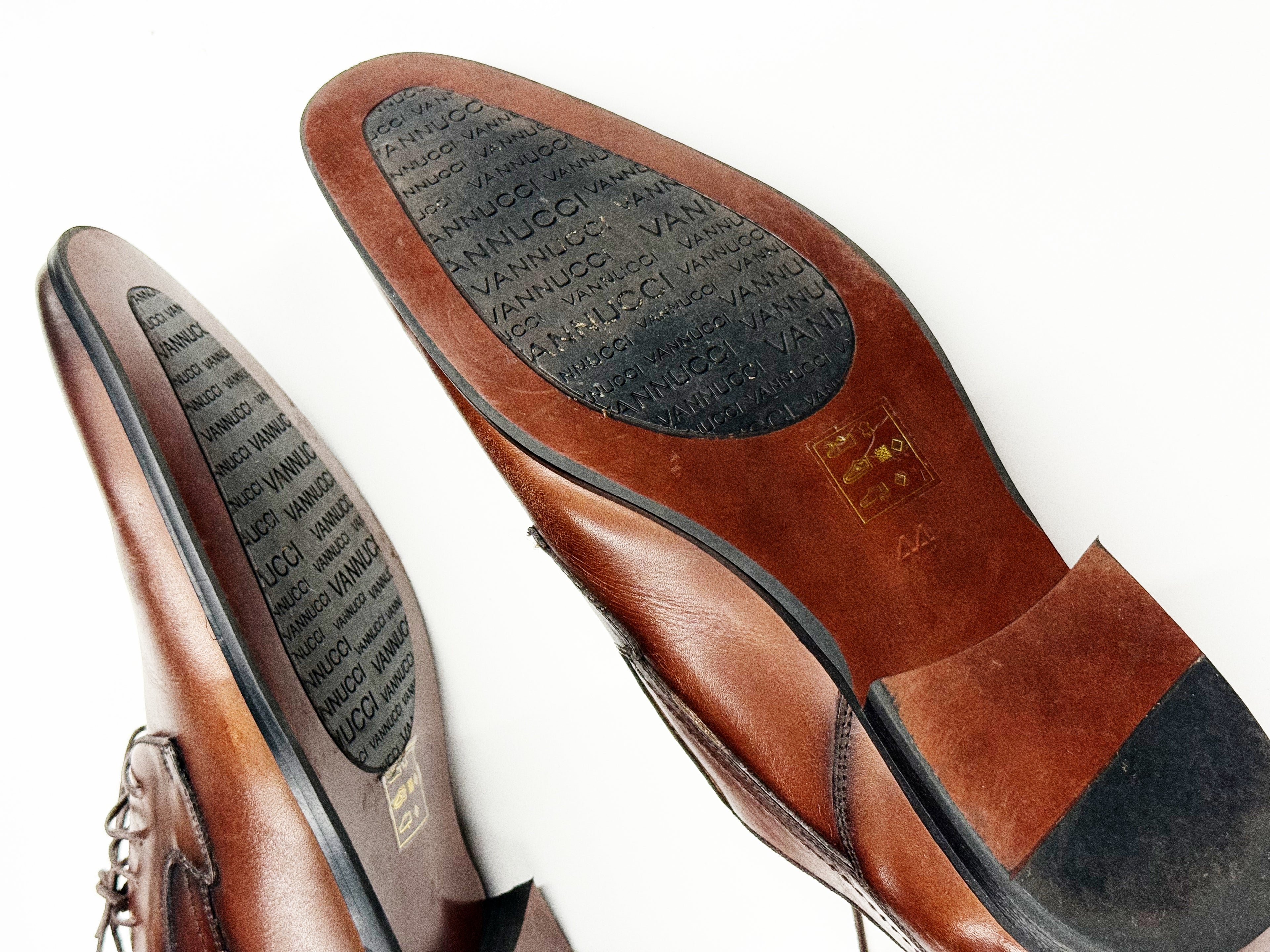 Vannucci Brown Leather Derby Shoes