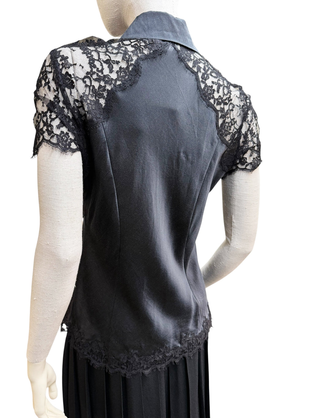 Marjolaine Black Silk & Lace Blouse