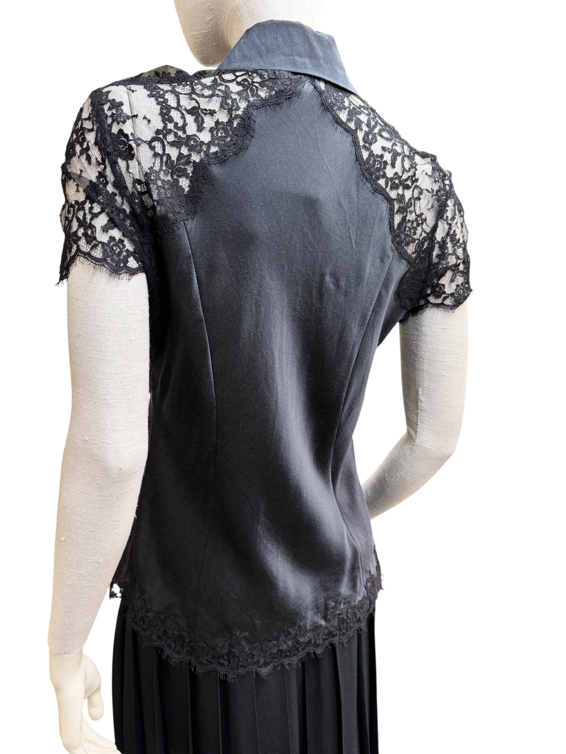 Marjolaine Black Silk & Lace Blouse