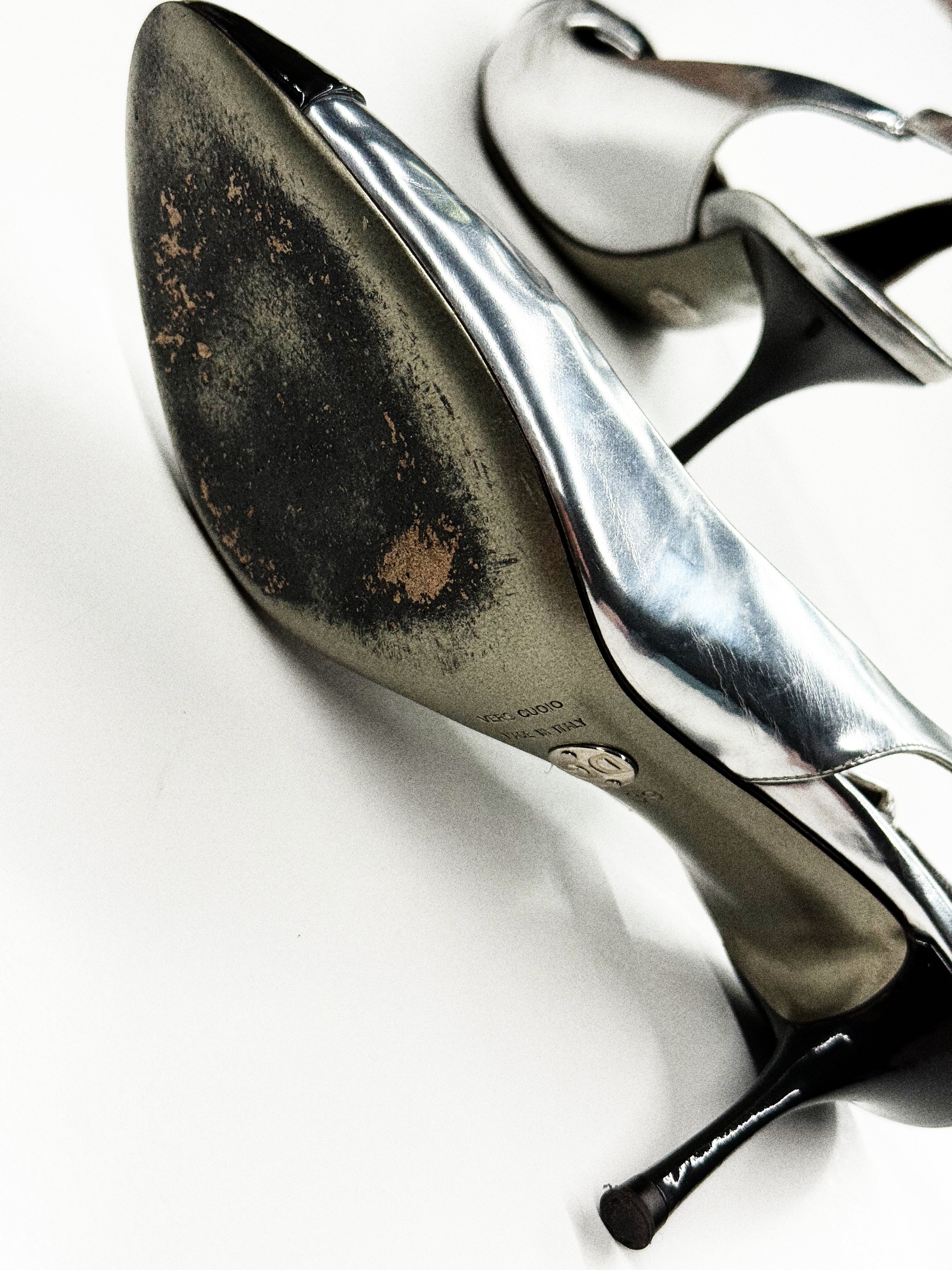 Dolce & Gabbana Silver & Black Slingback Heels
