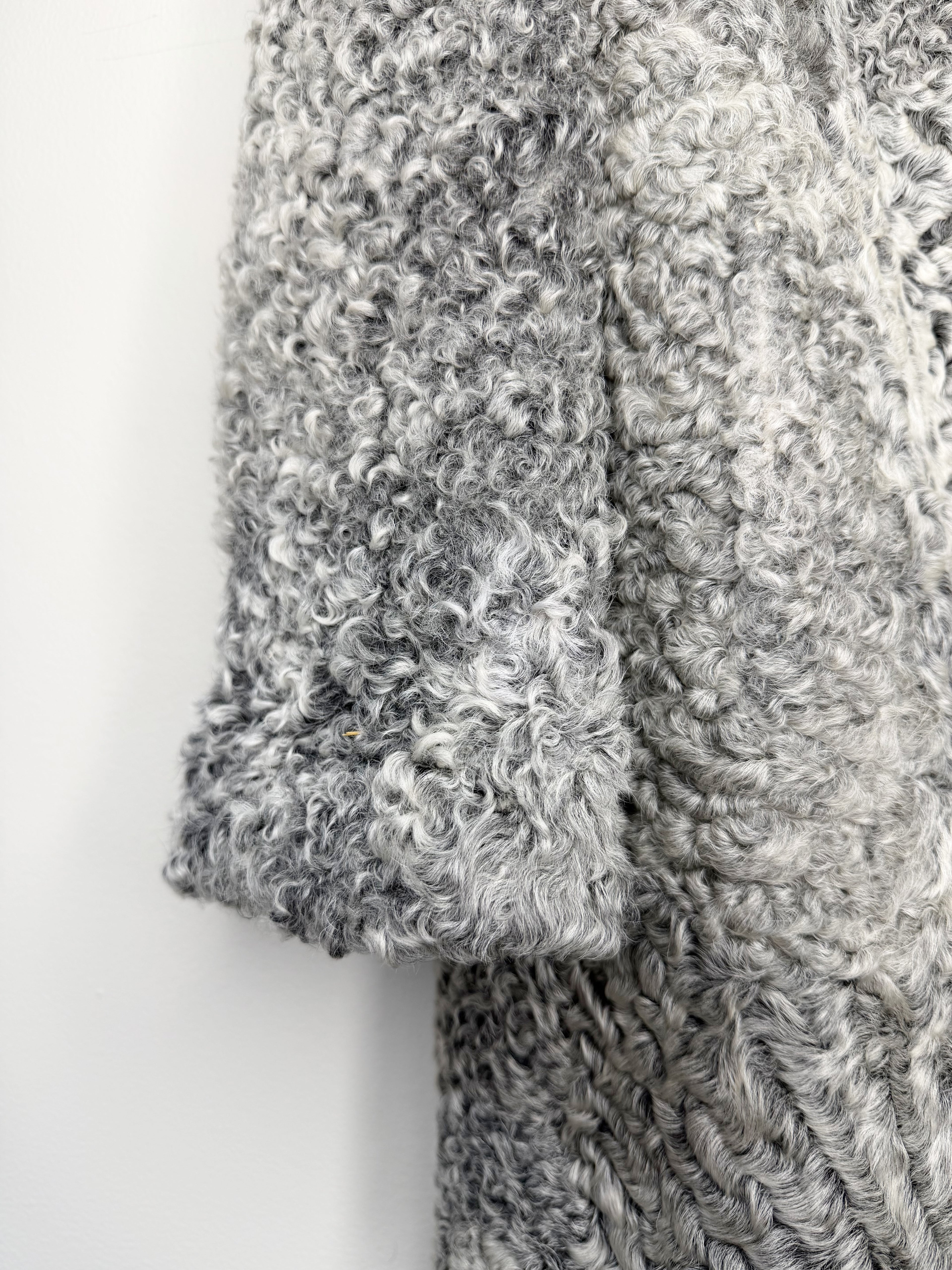 Vintage Grey Curly Fur Coat