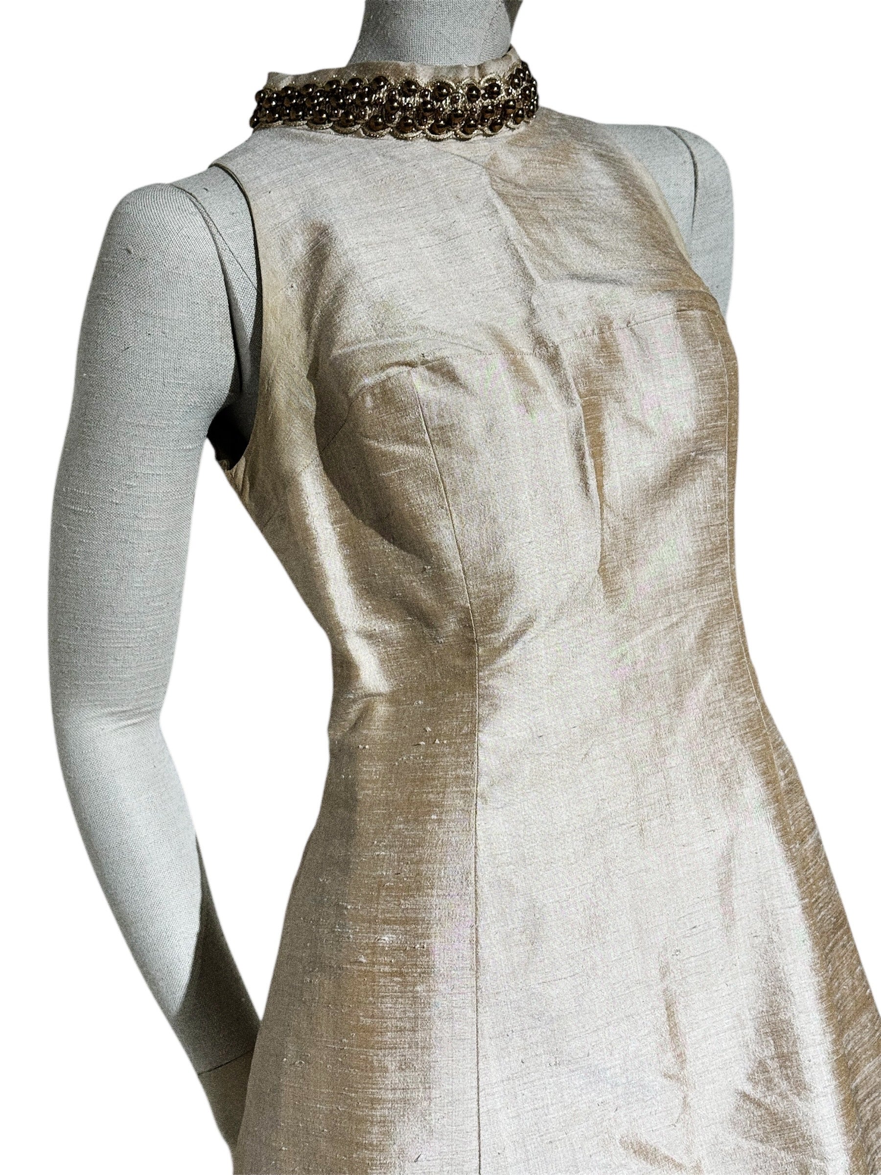 Vintage Petit Atelier Champagne Silk Dress