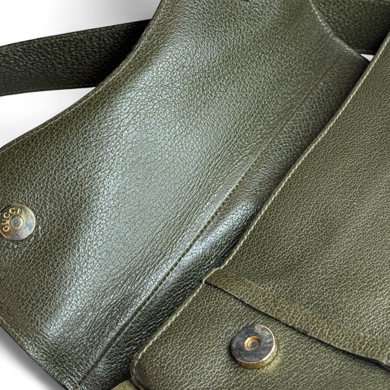 Vintage Gucci Green Suede & Leather Shoulder Bag
