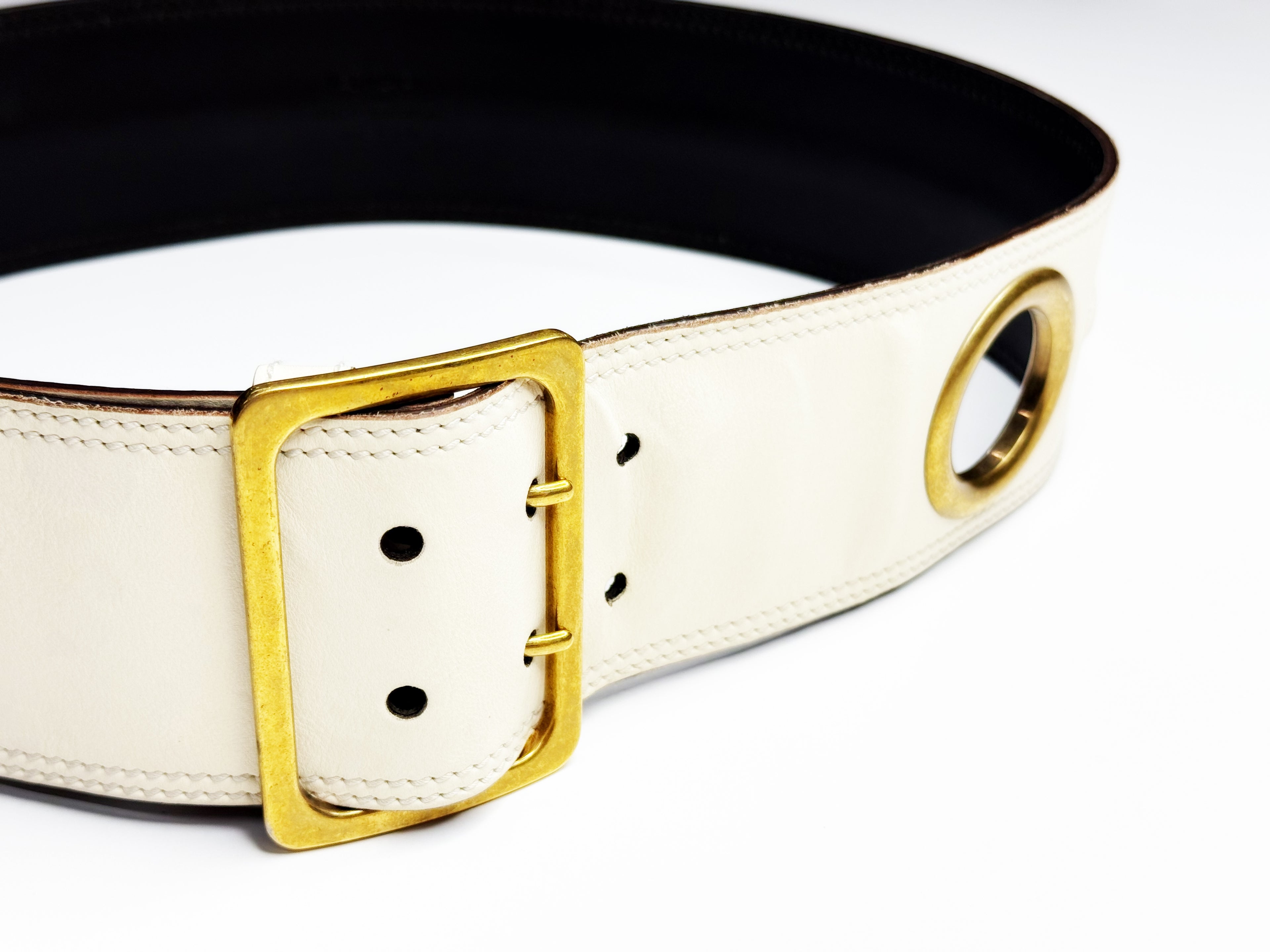 YVES SAINT LAURENT Wide Leather Belt – Made in Italy