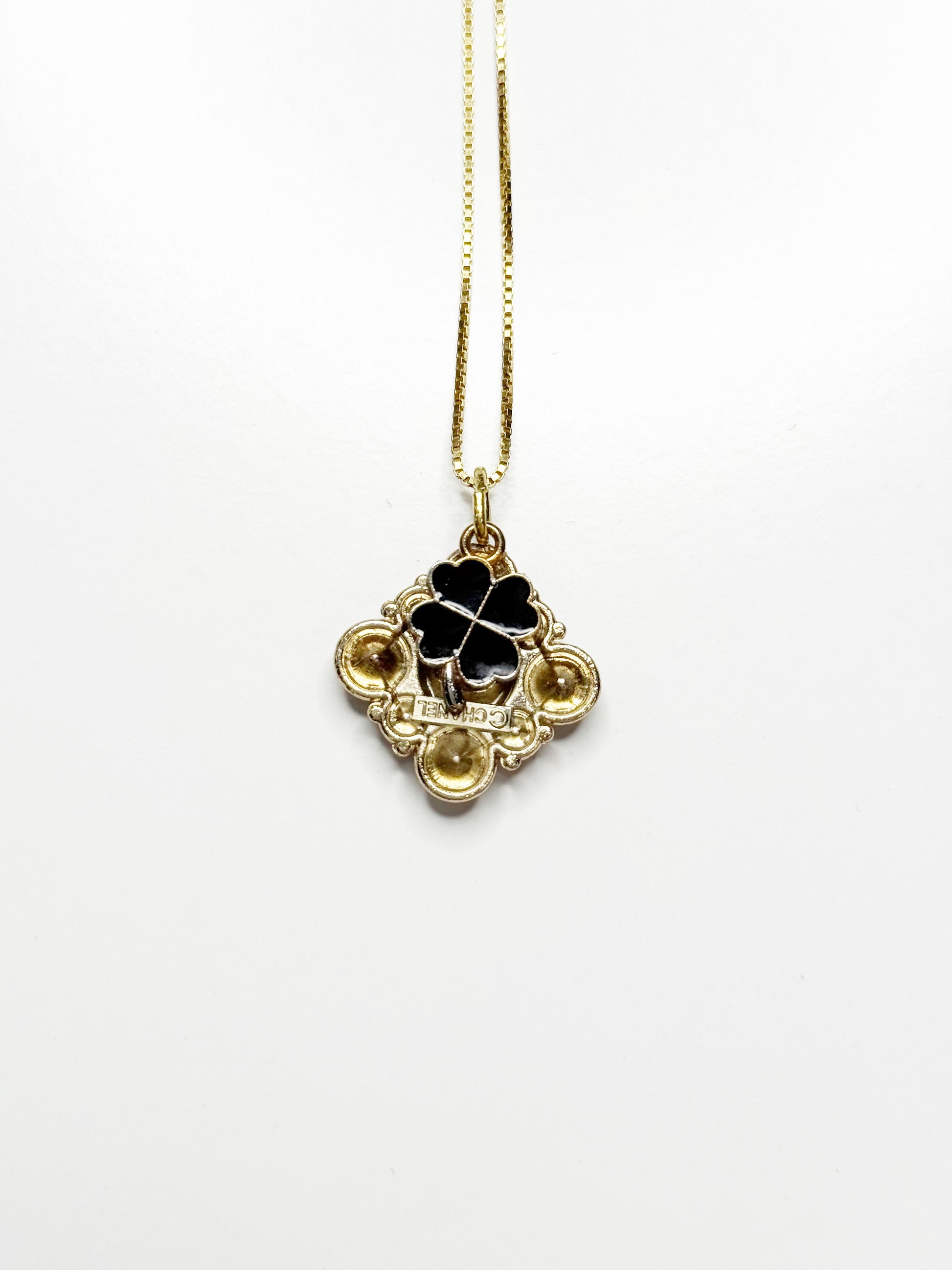 Vintage Chanel Filigree Logo Pendant Necklace