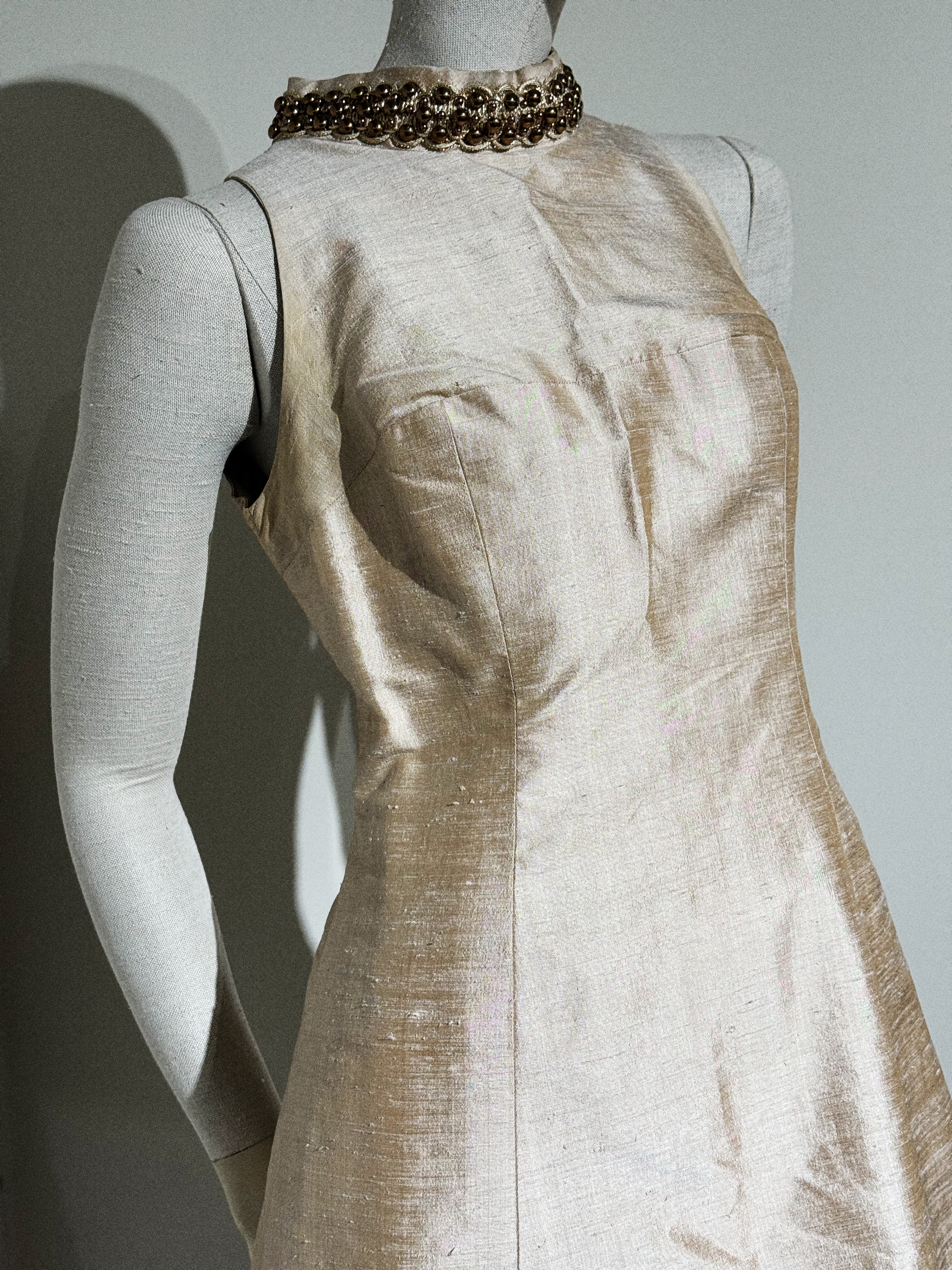 Vintage Petit Atelier Champagne Silk Dress