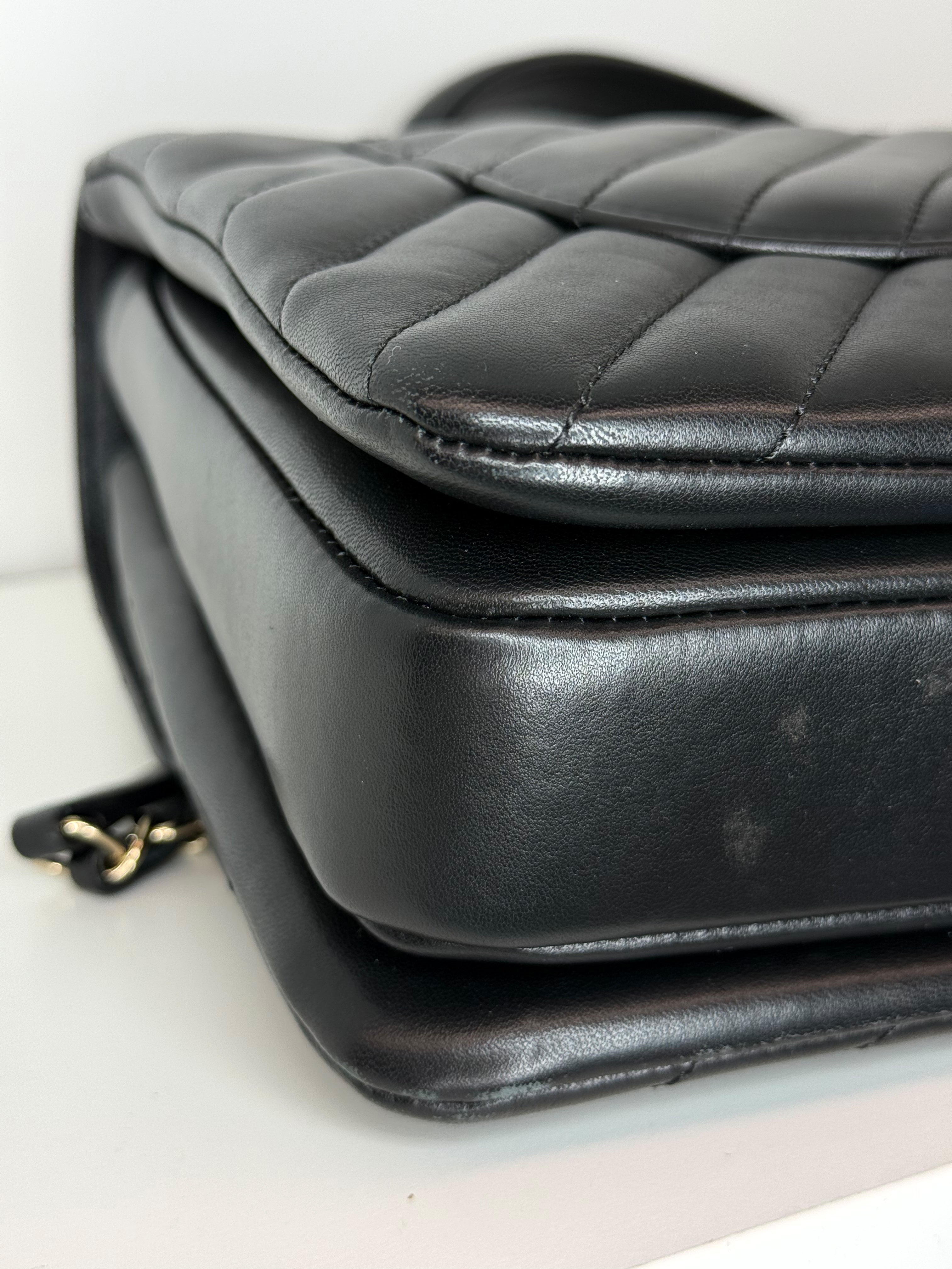 Chanel Chevron Caviar Top Handle Bag — Black Lambskin, Gold Hardware