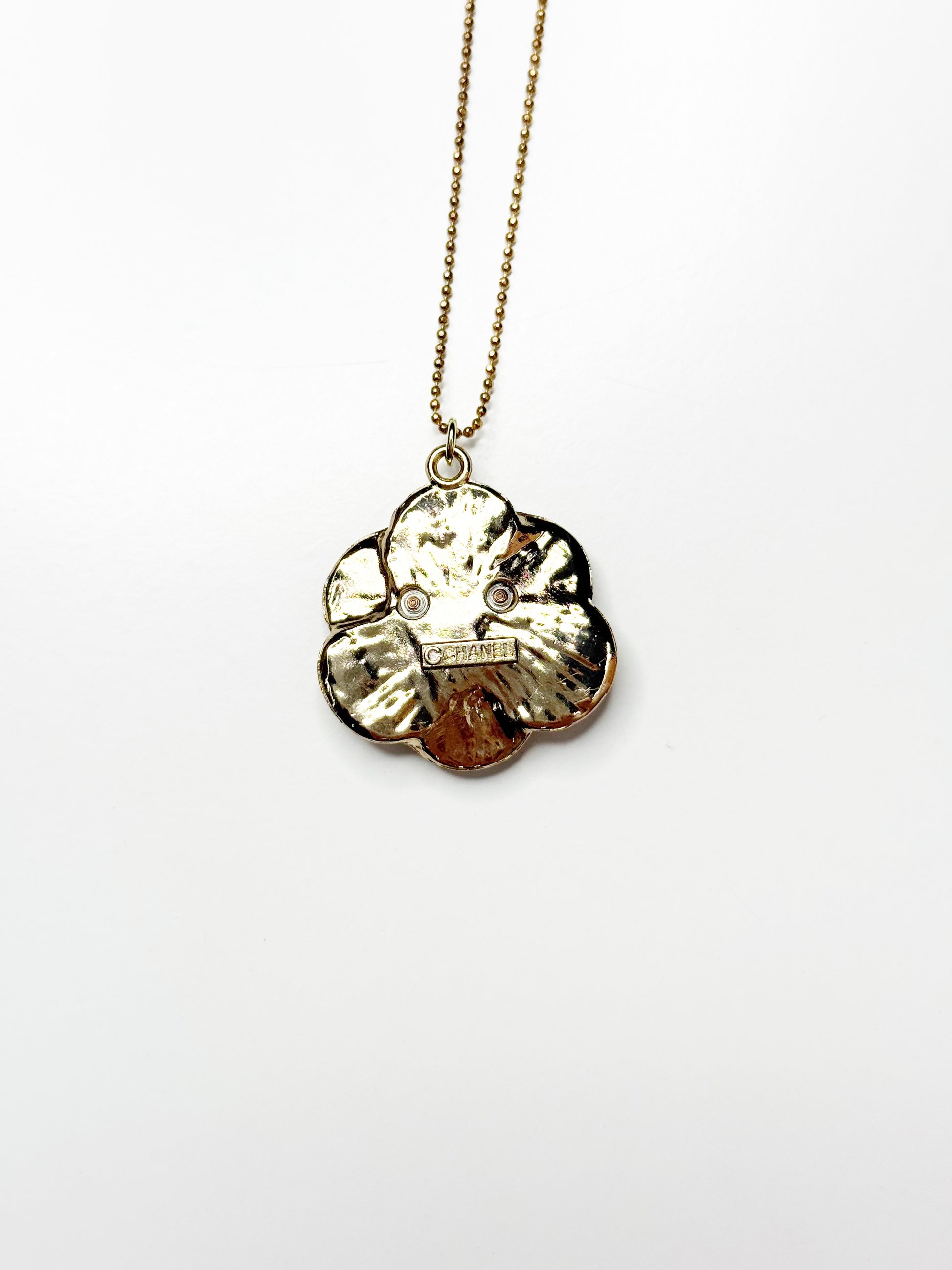 Vintage Chanel Camellia Logo Pendant Necklace