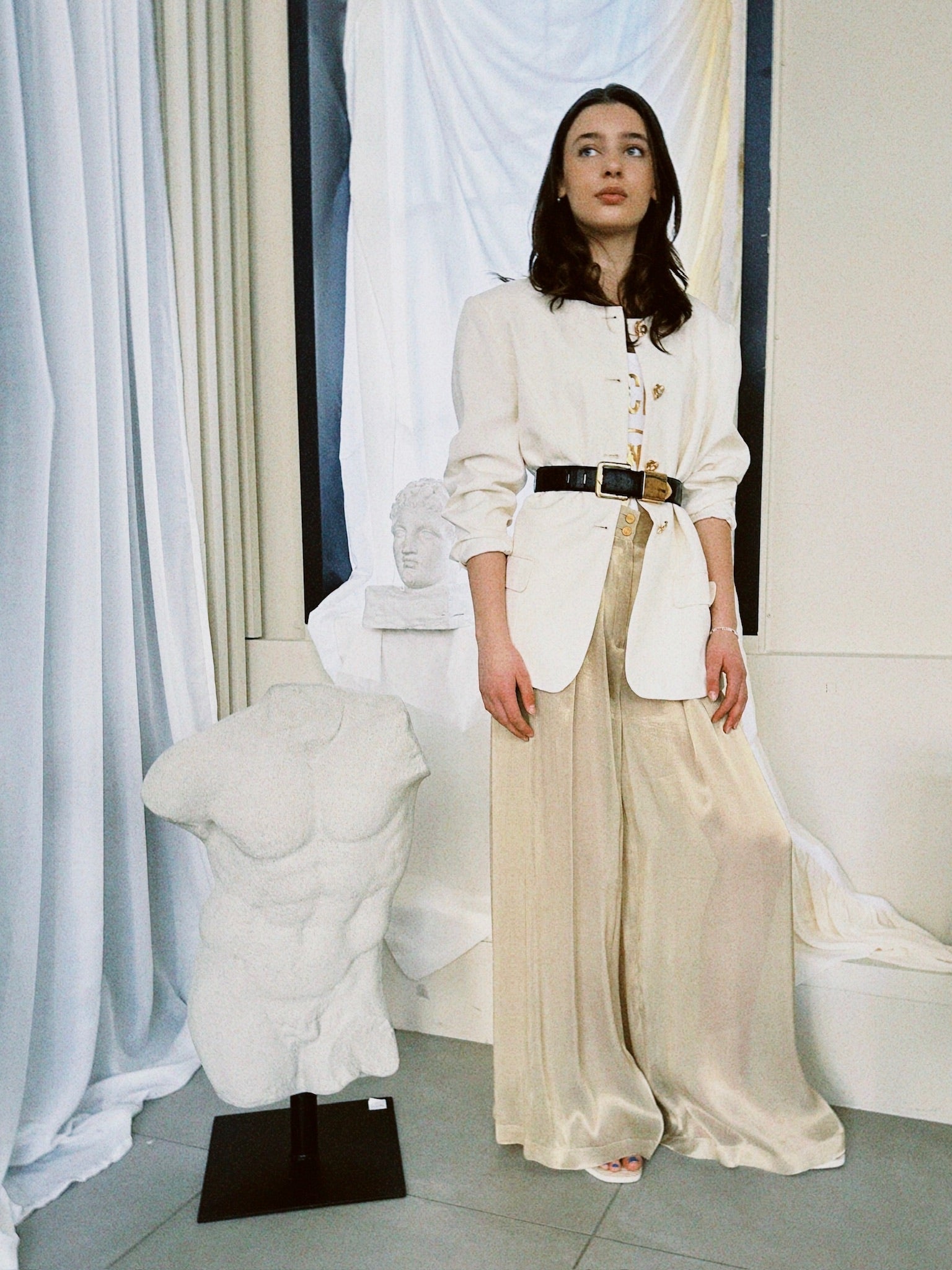 Vintage Yves Saint Laurent Gold Wide-Leg Trousers