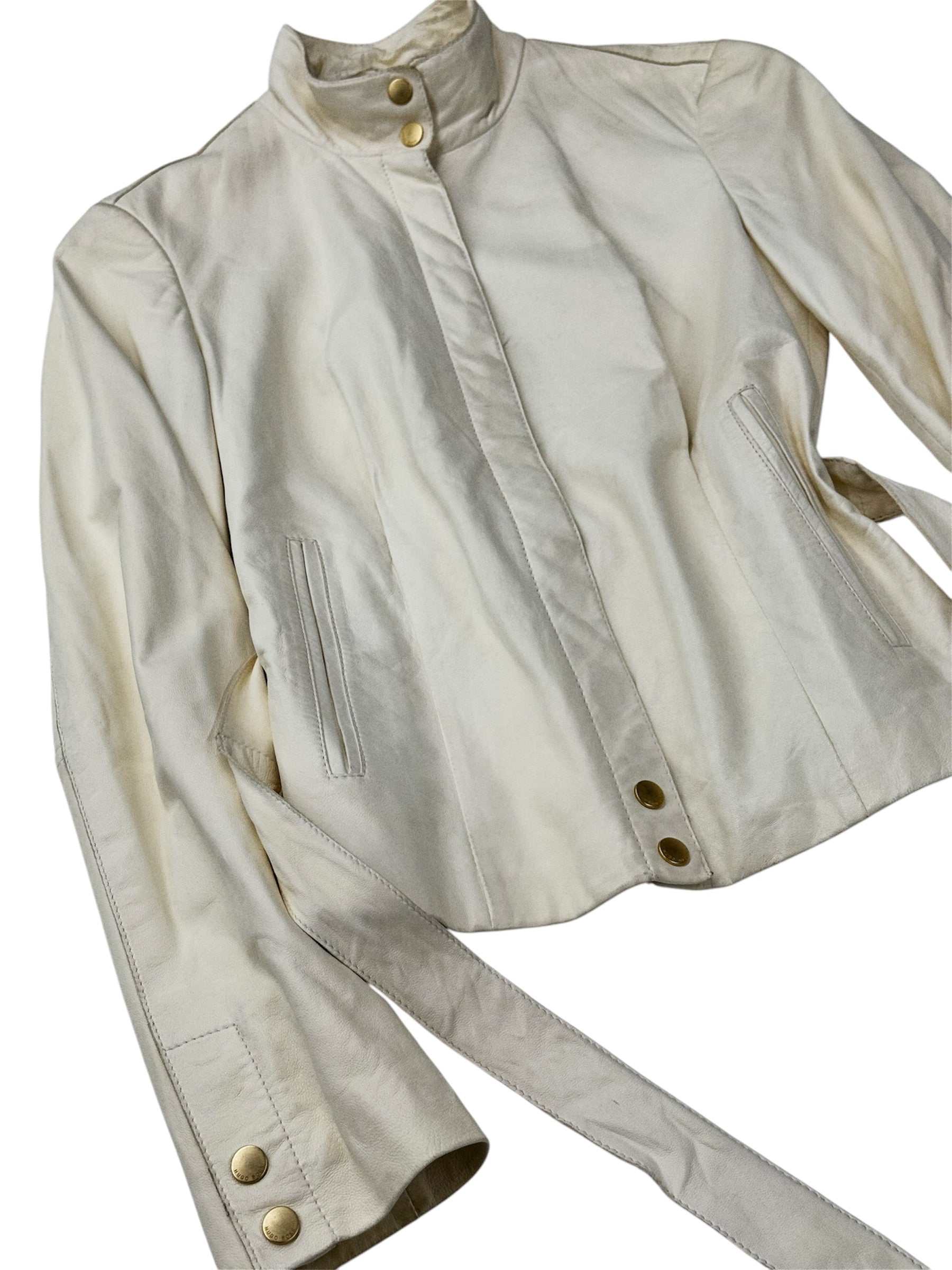 HUGO BOSS Lamb Leather Belted Jacket