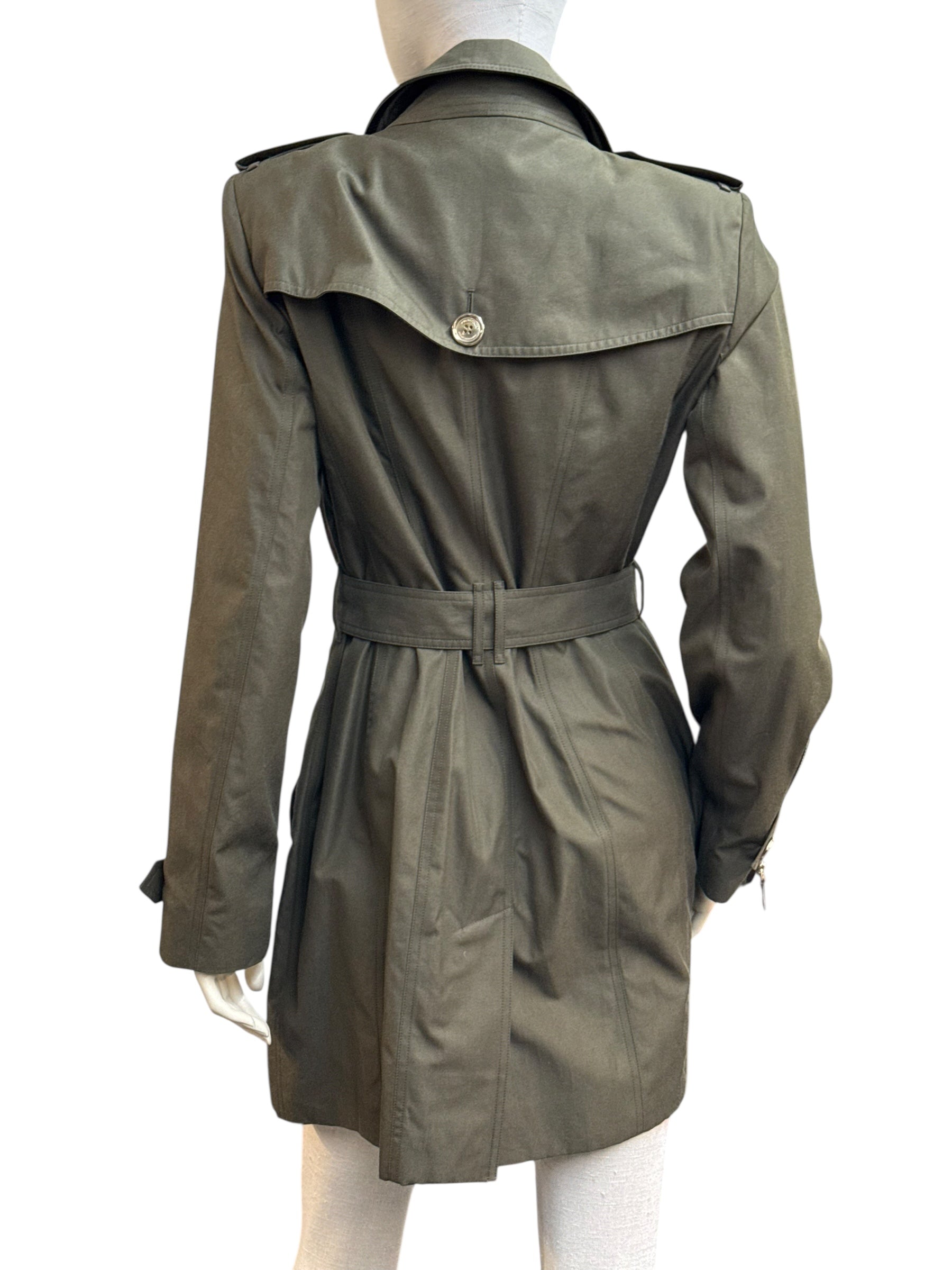 BURBERRY PRORSUM Olive Green Double-Breasted Trench Coat - EU 42