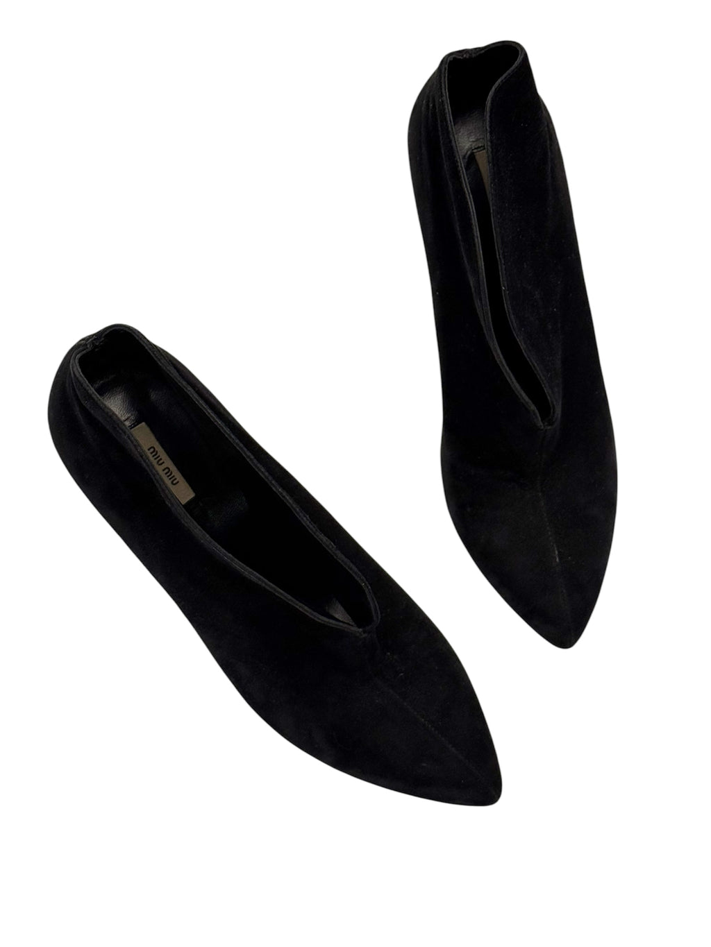 Miu Miu Sculpted Suede Ankle Boots