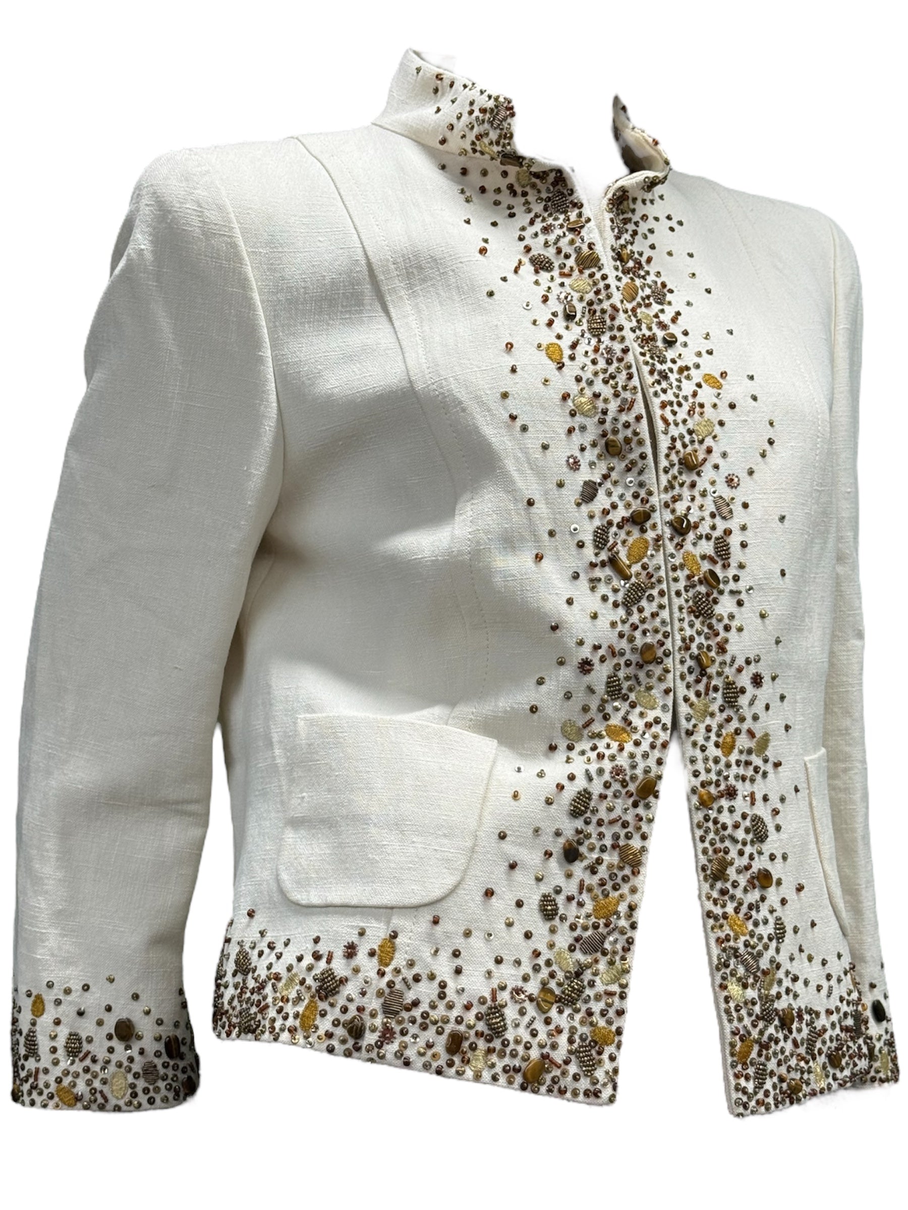 Escada Embellished Silk-Linen Jacket