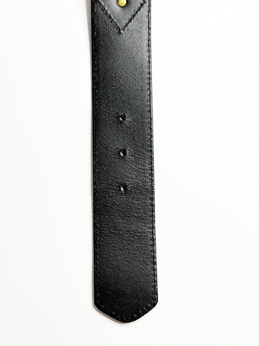ESCADA Vintage Black Leather Belt with Gold Edelweiss Details