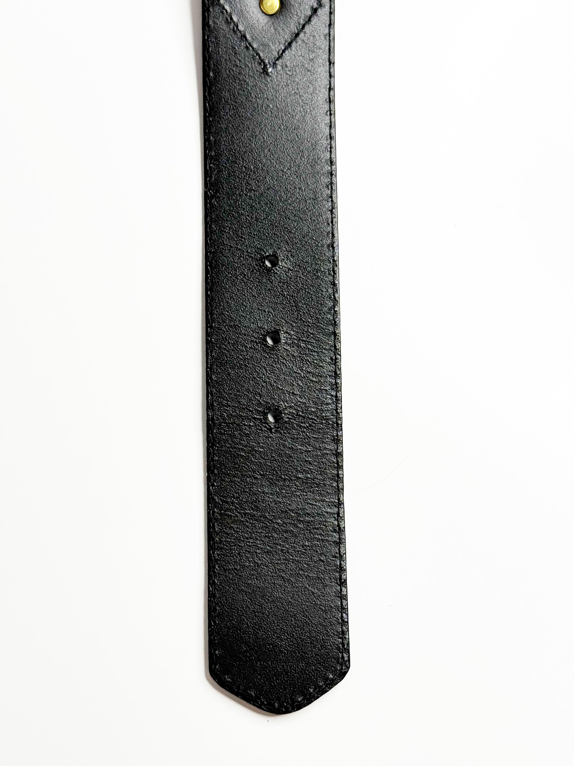 ESCADA Vintage Black Leather Belt with Gold Edelweiss Details