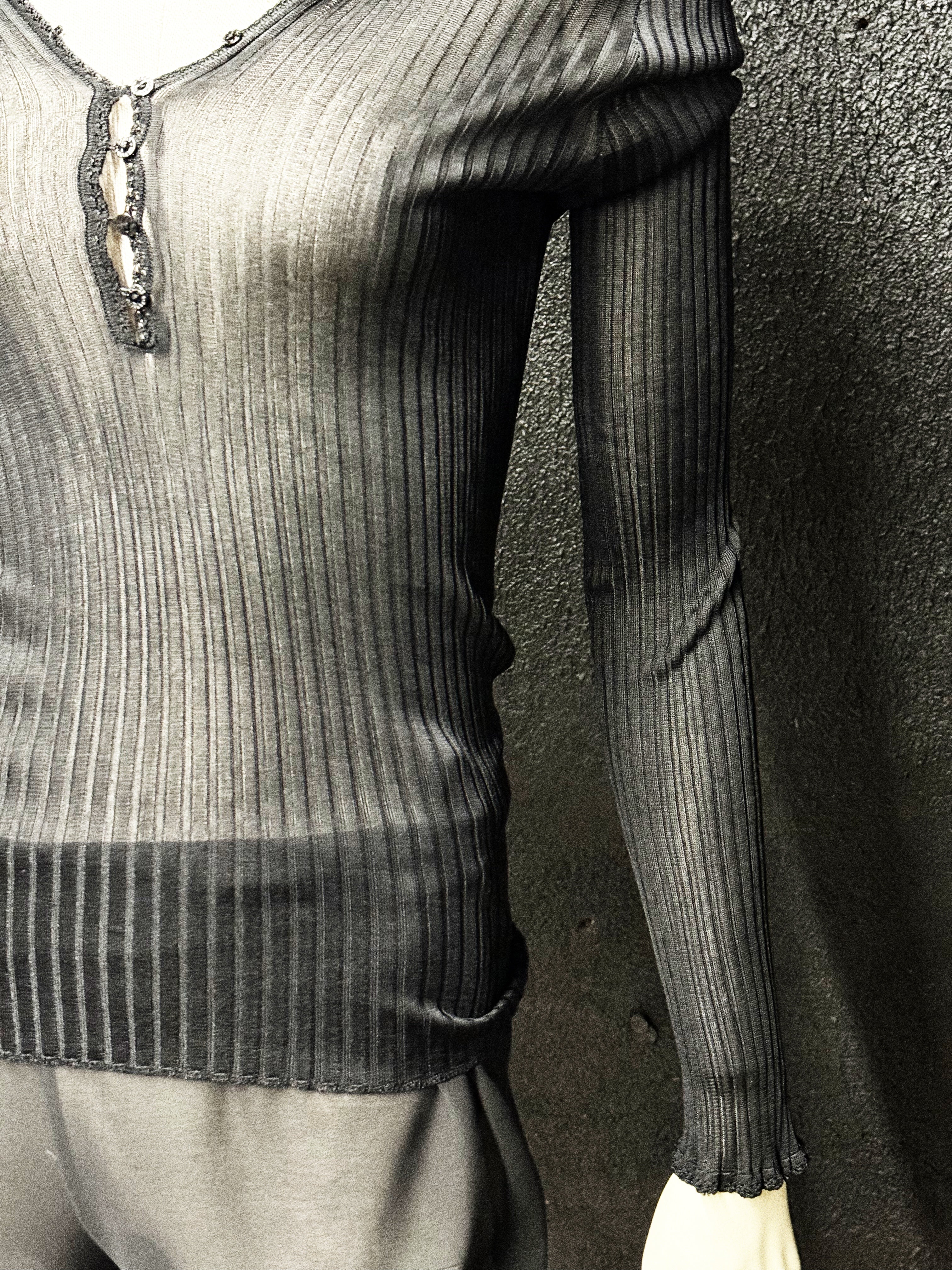 Dolce & Gabbana Black Sheer Button Blouse