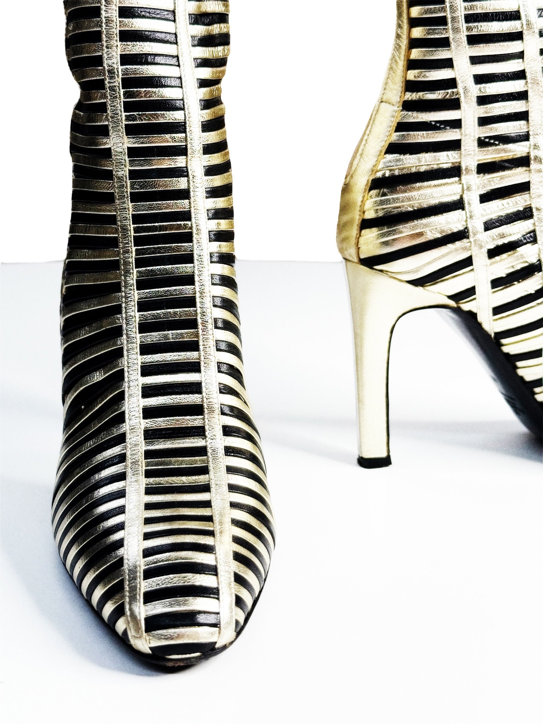 Valentino Garavani Metallic Striped Knee-High Boots