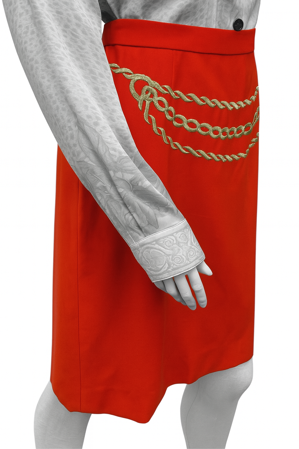 Vintage Escada Red Wool Embroidered Skirt – EU 42