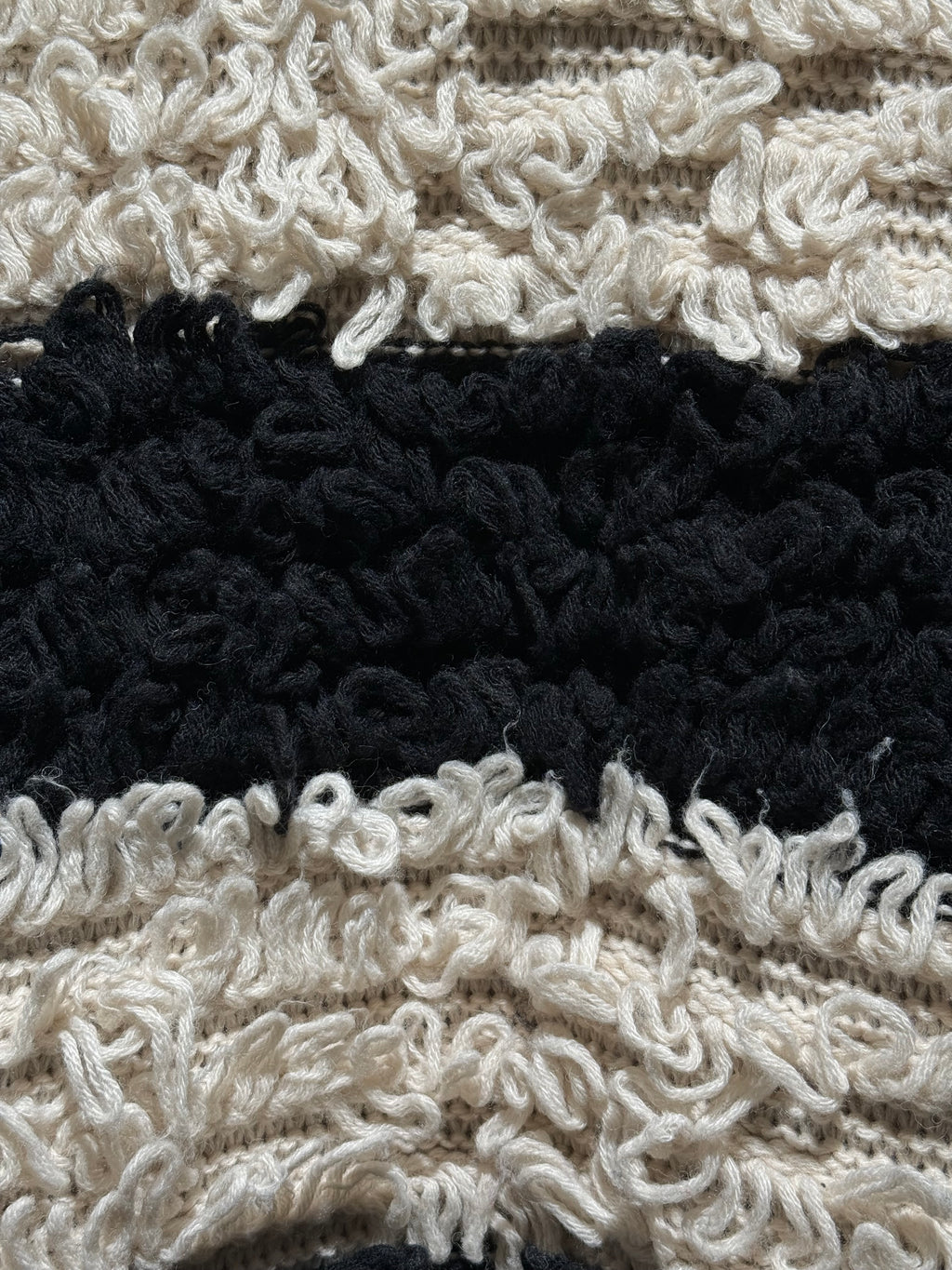 Vicolo Long Loop-Knit Striped Cardigan — Black & Ivory