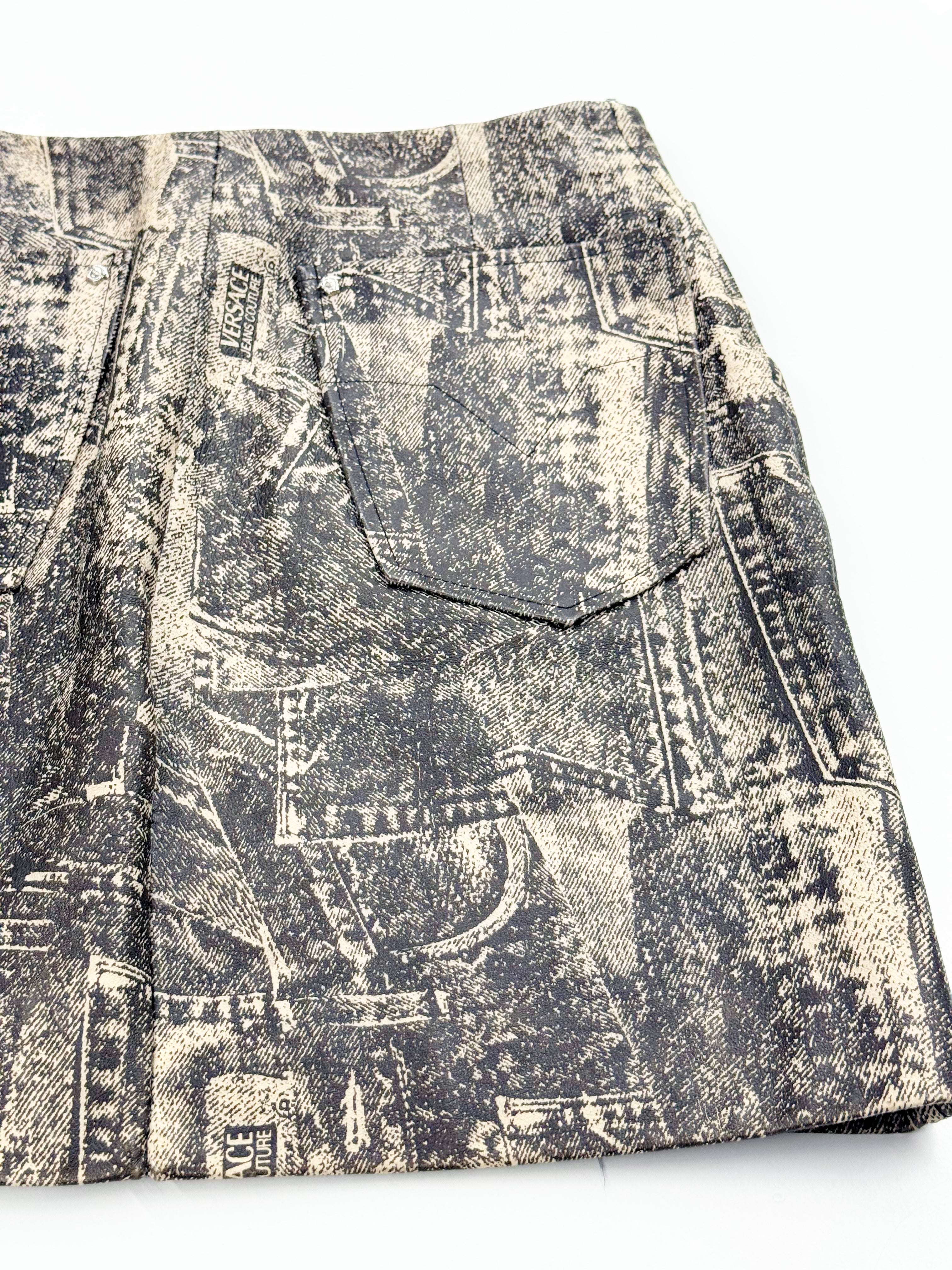 Vintage Versace Jeans Couture Leather Mini Skirt