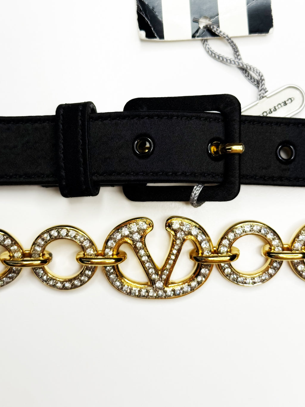 Valentino Crystal Logo Chain Bel