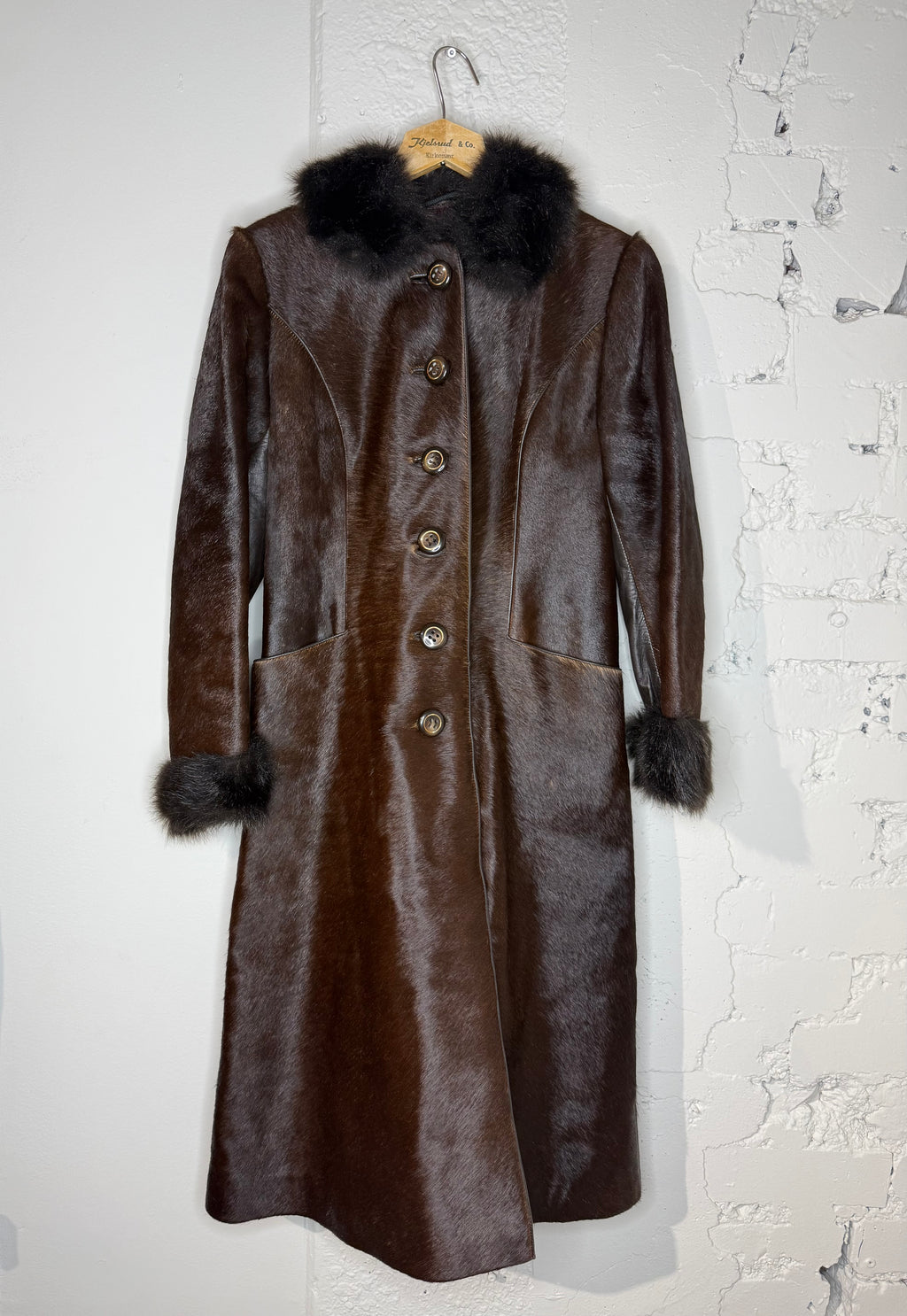 Vintage Brown Fur-Trimmed Leather Coat