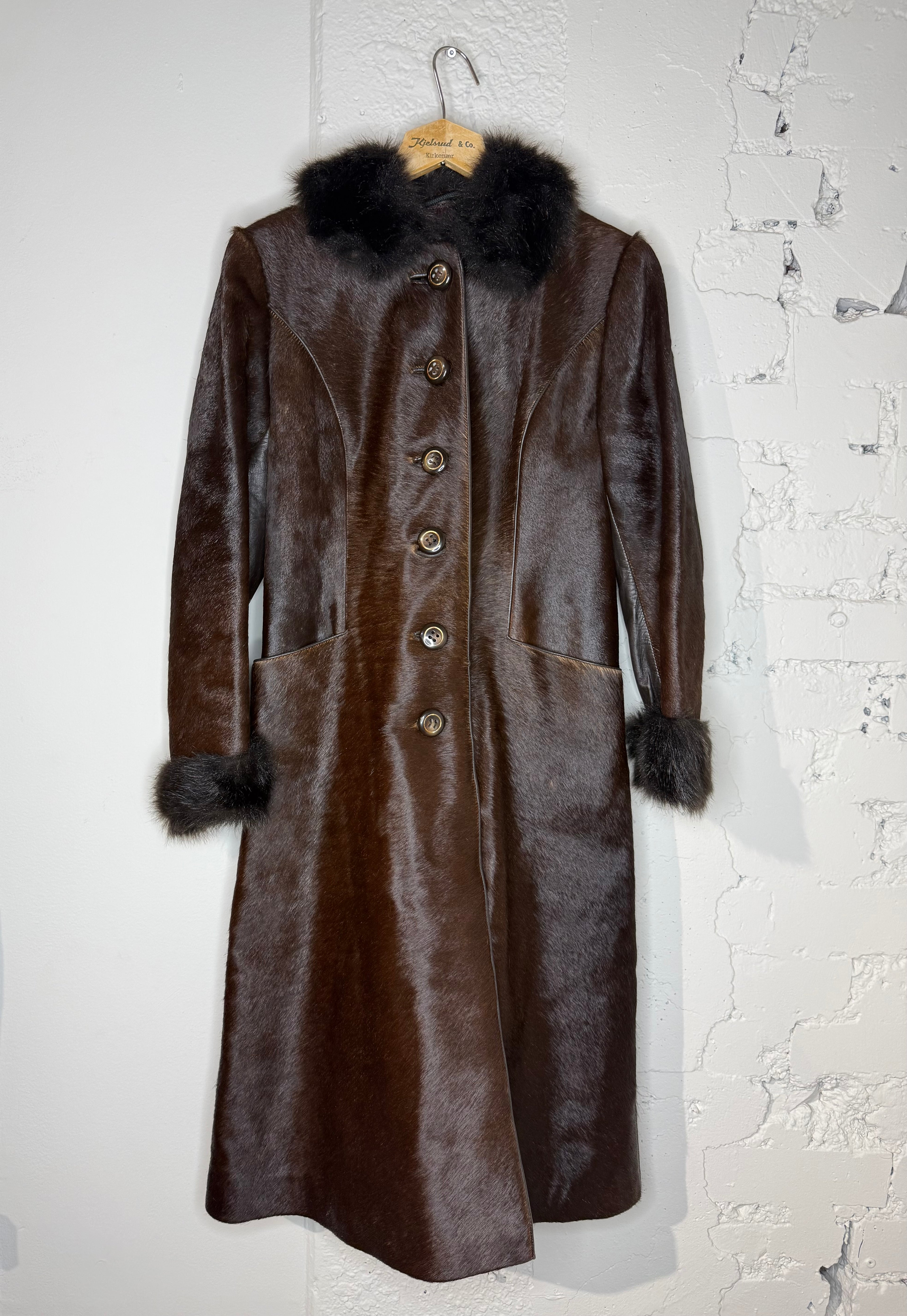 Vintage Brown Fur-Trimmed Leather Coat