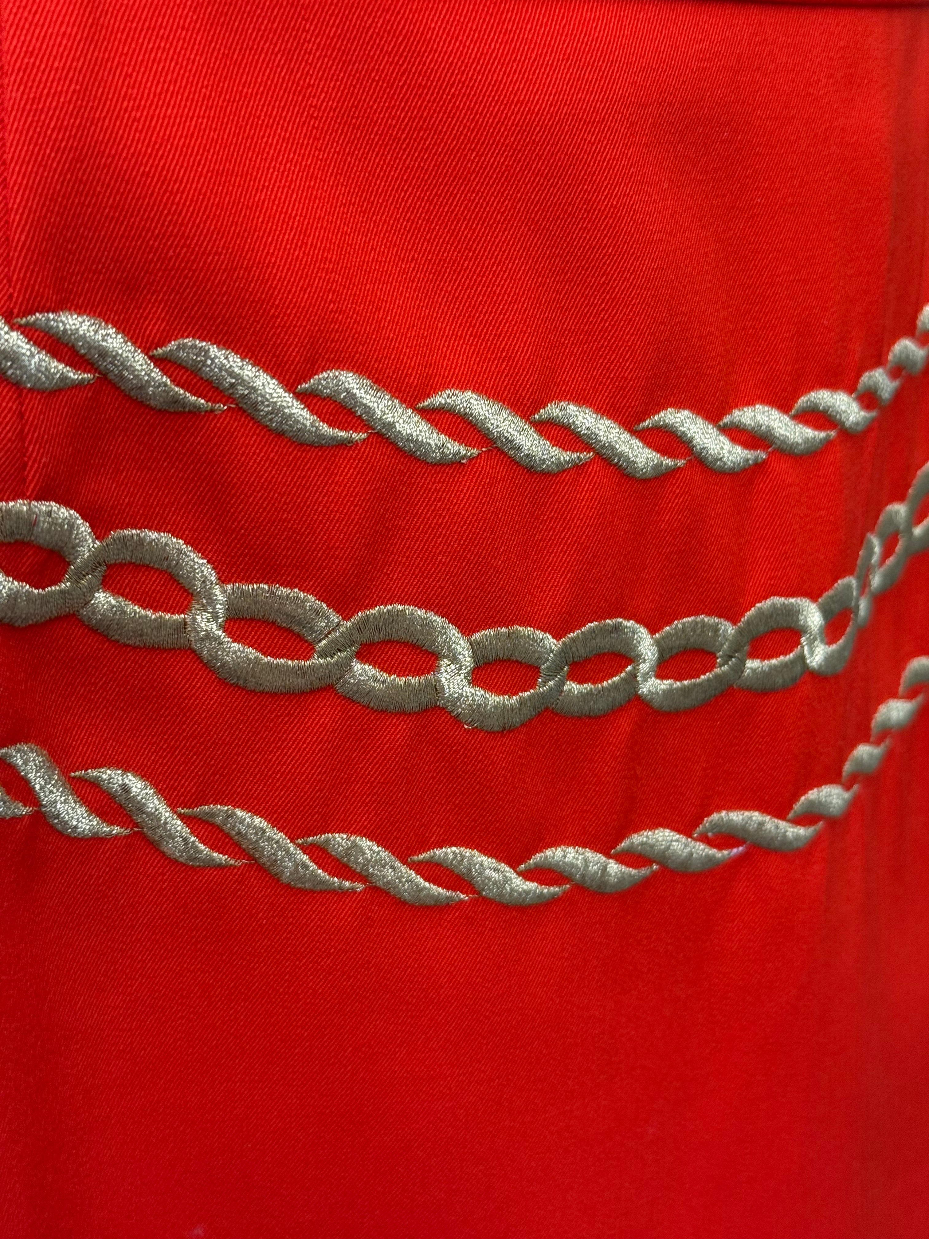 Vintage Escada Red Wool Embroidered Skirt – EU 42