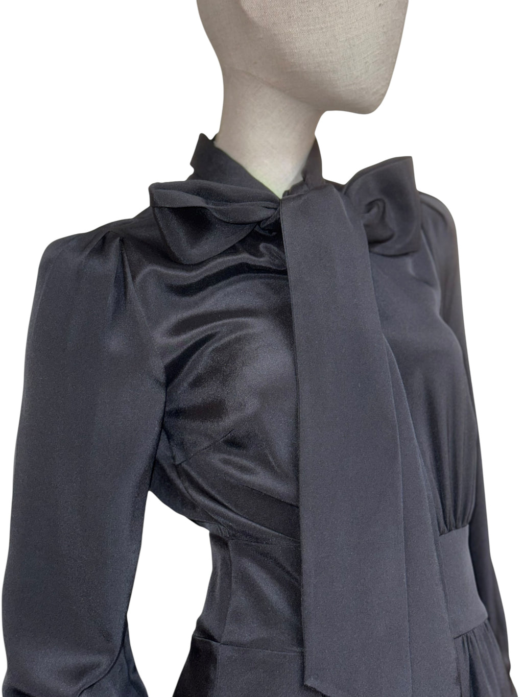 Cavour Silk Tie-Neck Dress - XS