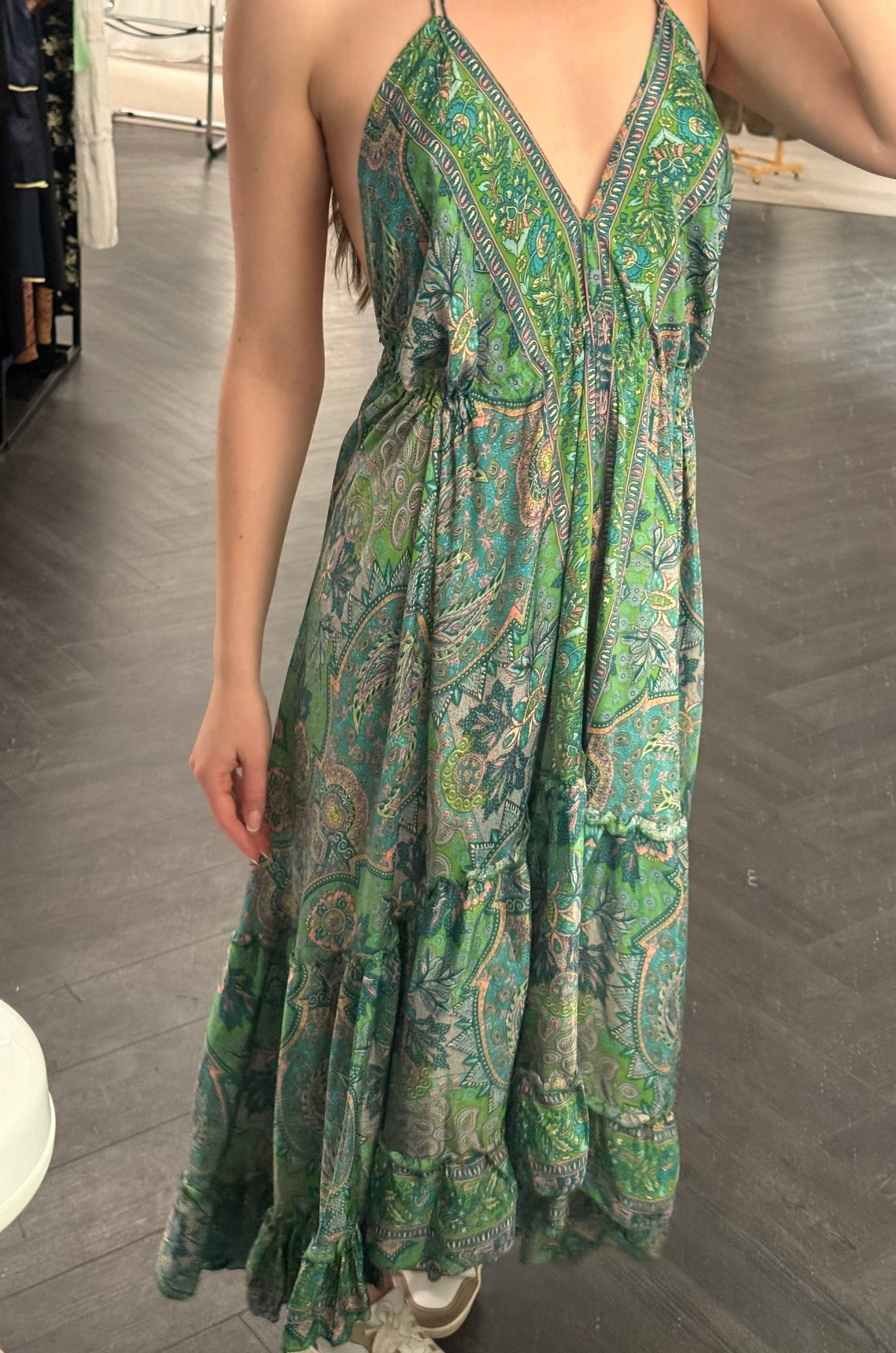 Green Bohemian Paisley Dress