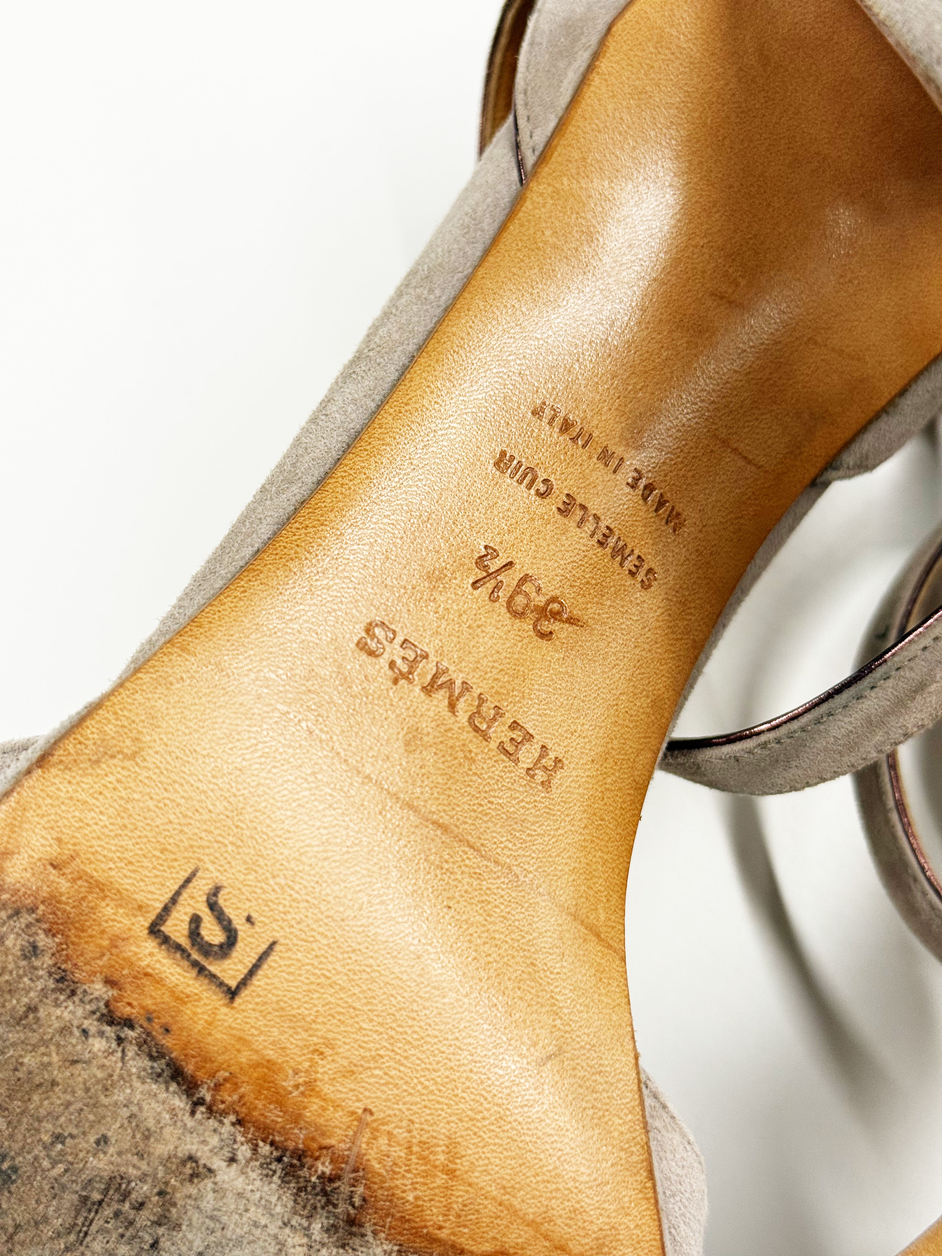 Hermès Suede Heeled Sandals
